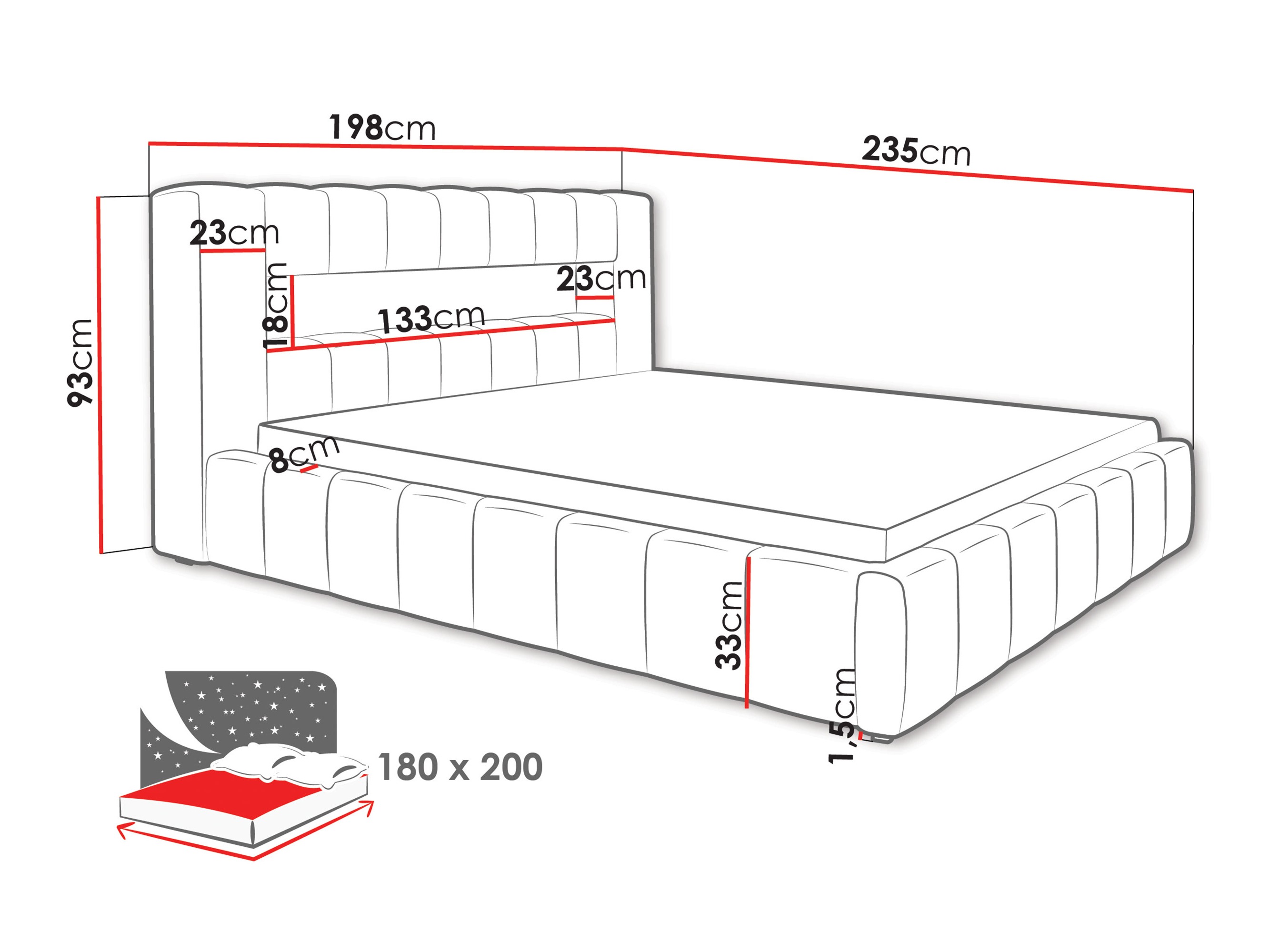 Bett Skokie 100 (Velluto 30)