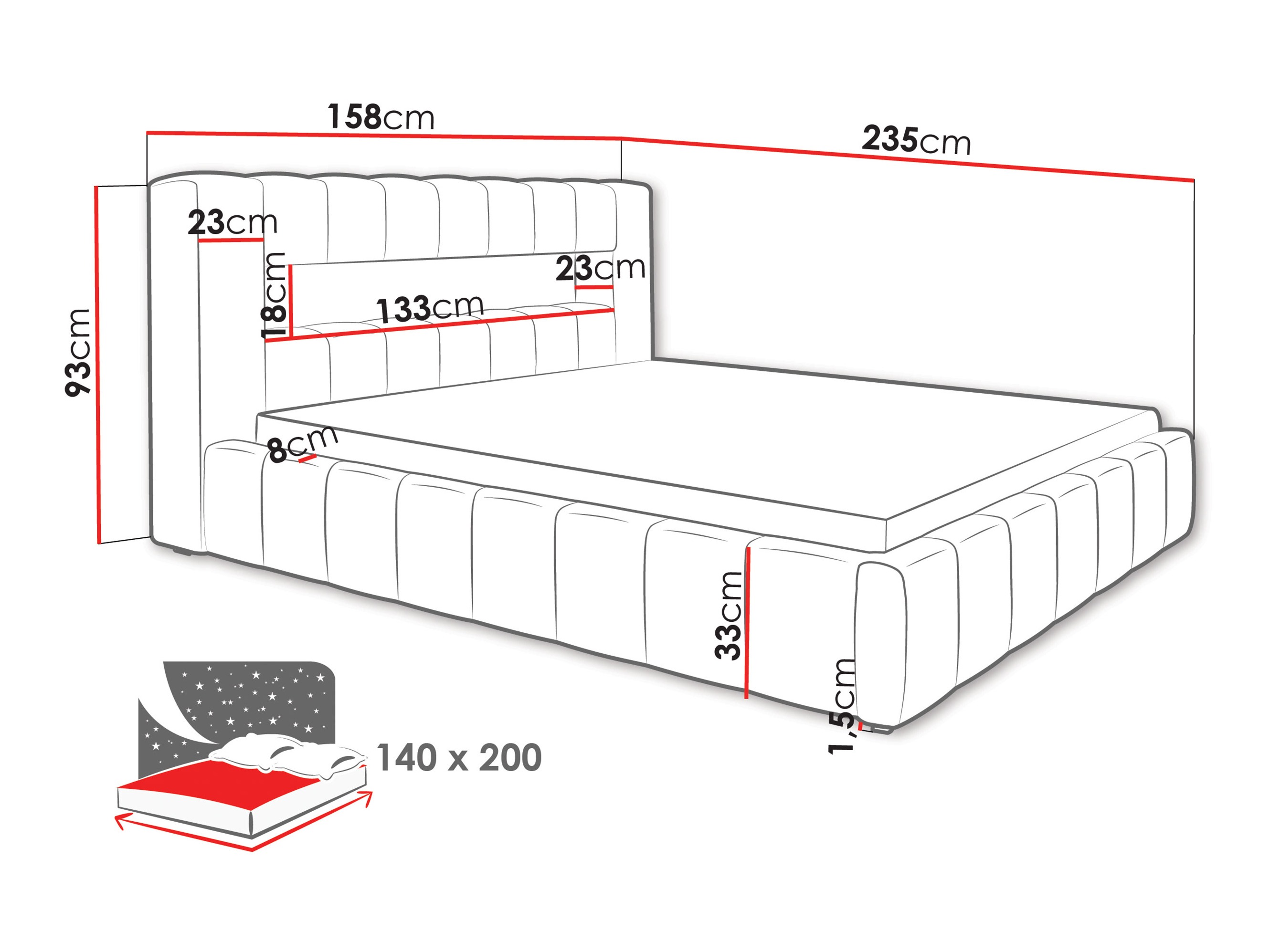 Bett Skokie 100 (Velluto 35)