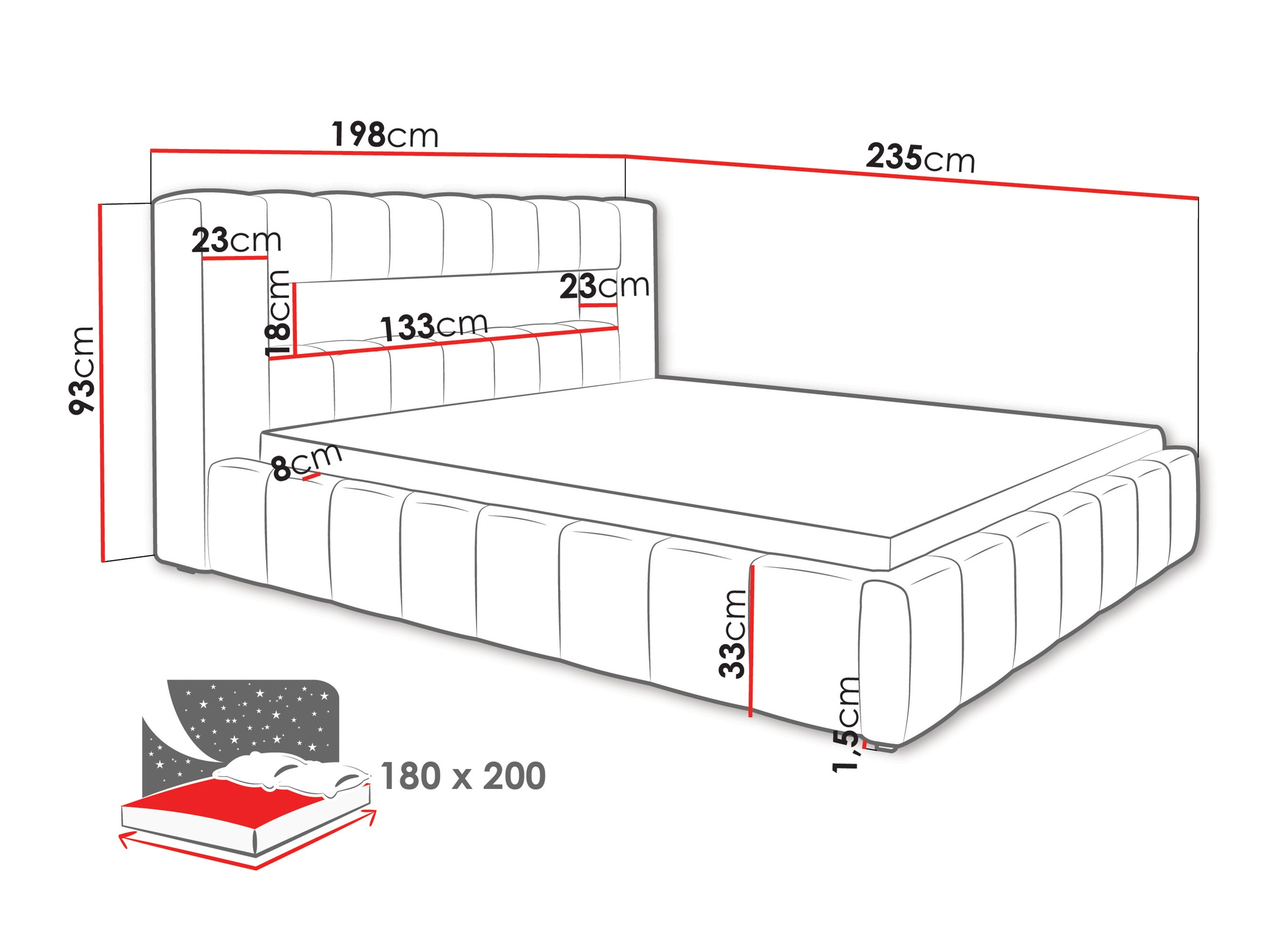 Bett Skokie 100 (Velluto 35)