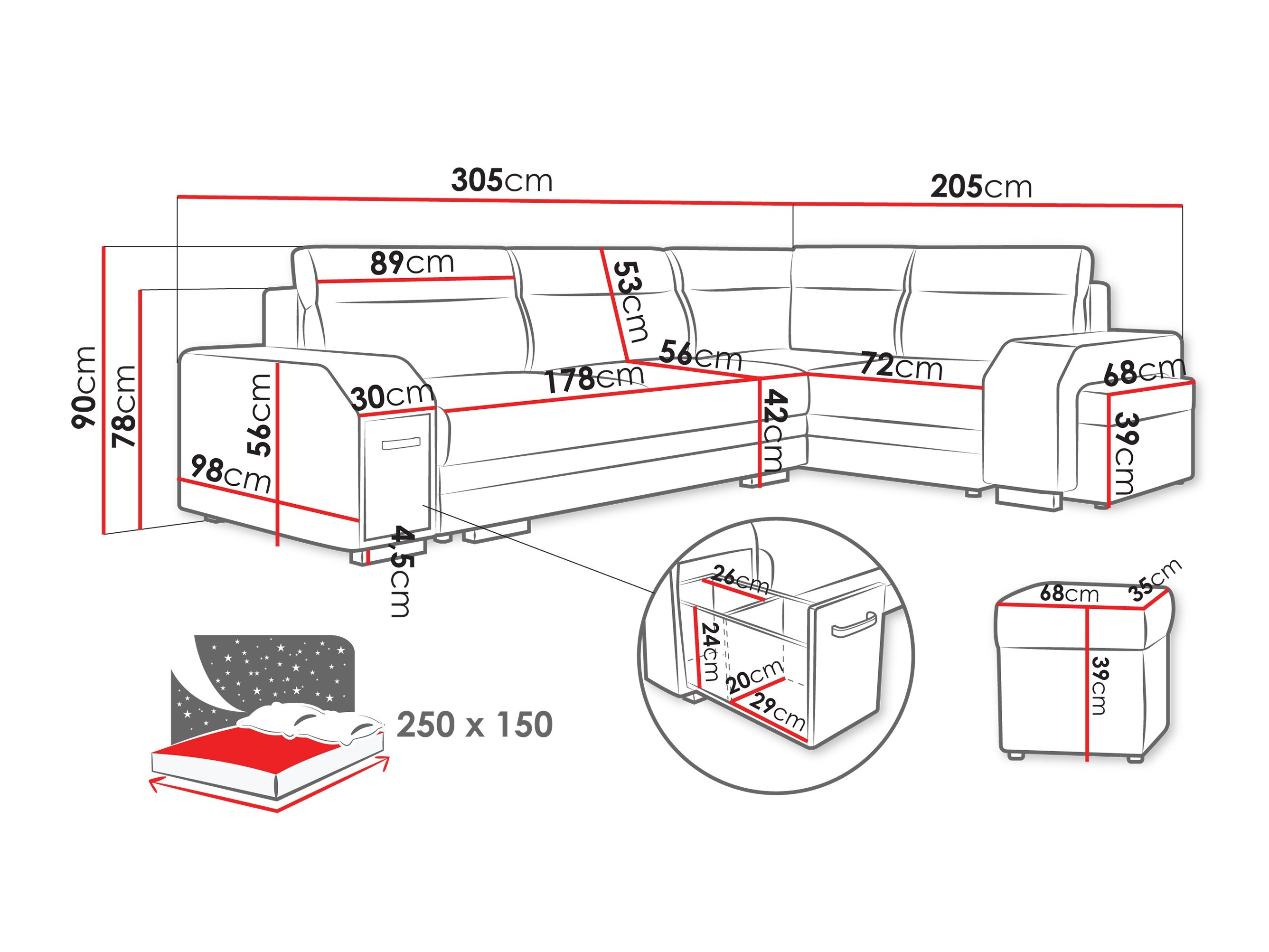 Ecksofa Kingsport 117 (Nazar 225.02 + Nazar 225.01)