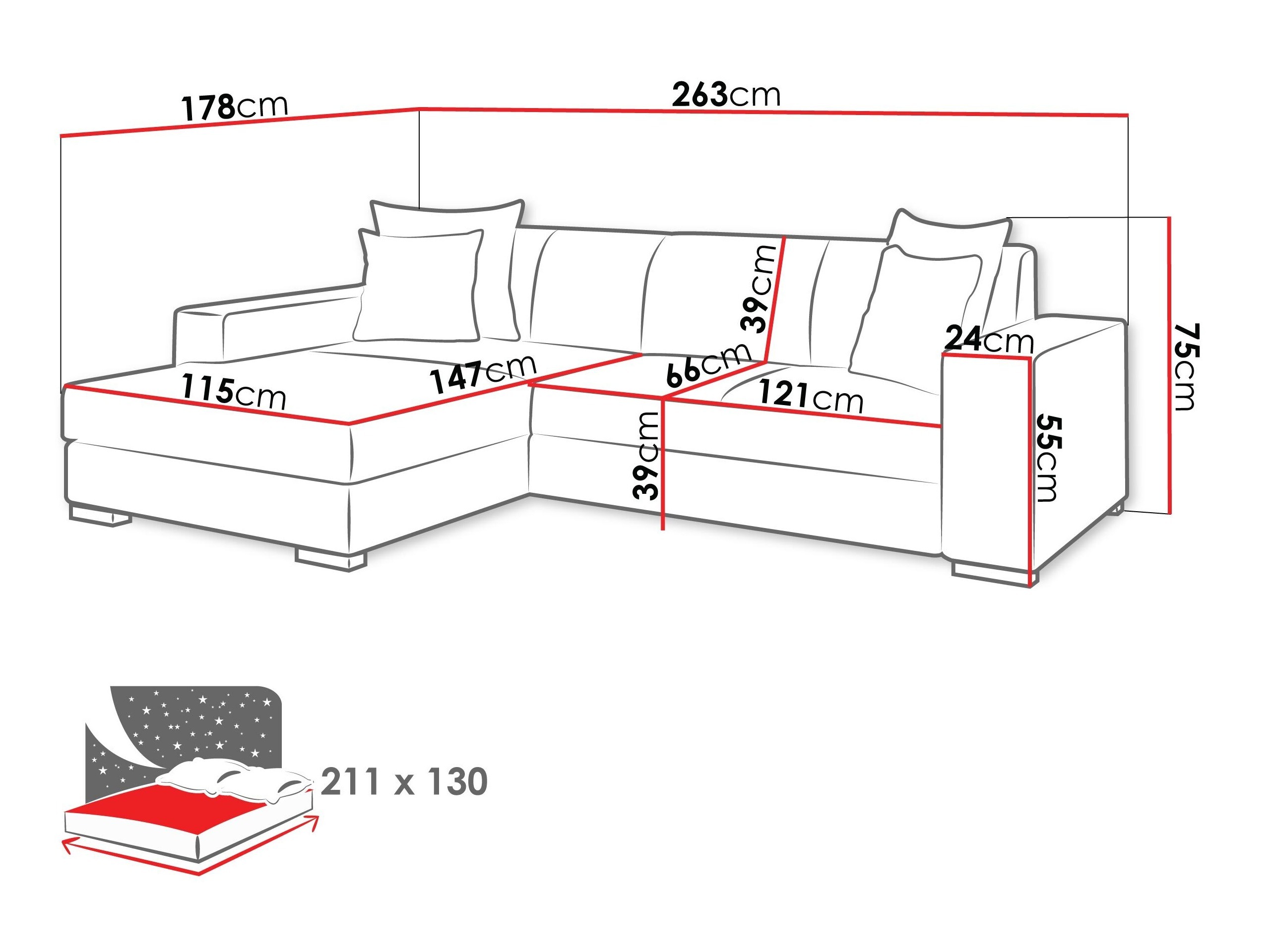 Ecksofa Kingsport 118 (Velo 633)