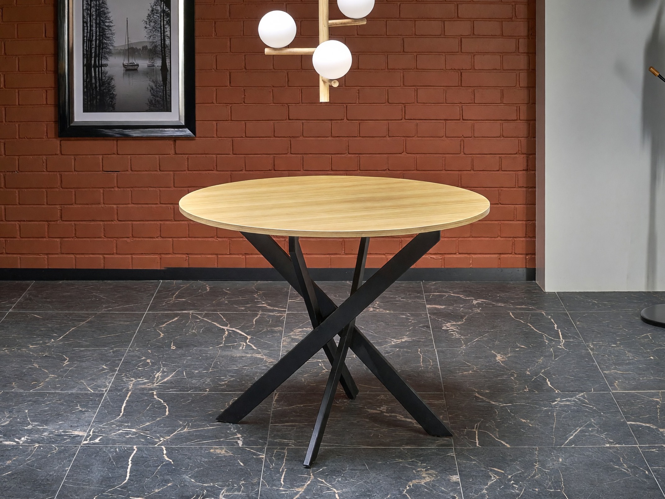 Tisch Houston 1788 (Goldene Eichenholzoptik + Schwarz)