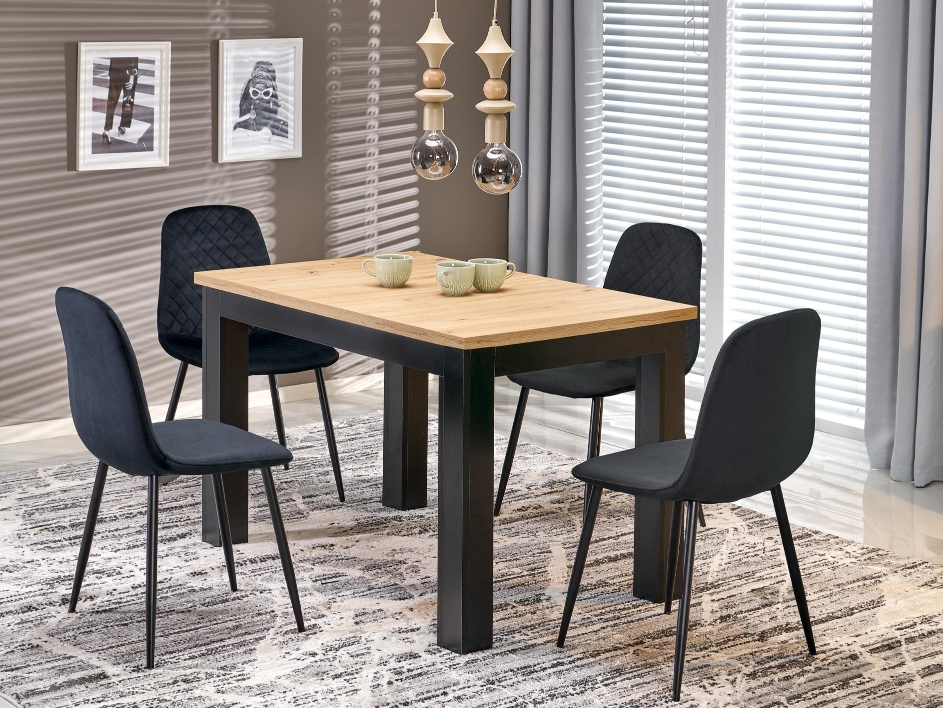 Tisch Houston 2165 (Artisan Eichenholzoptik + Schwarz)