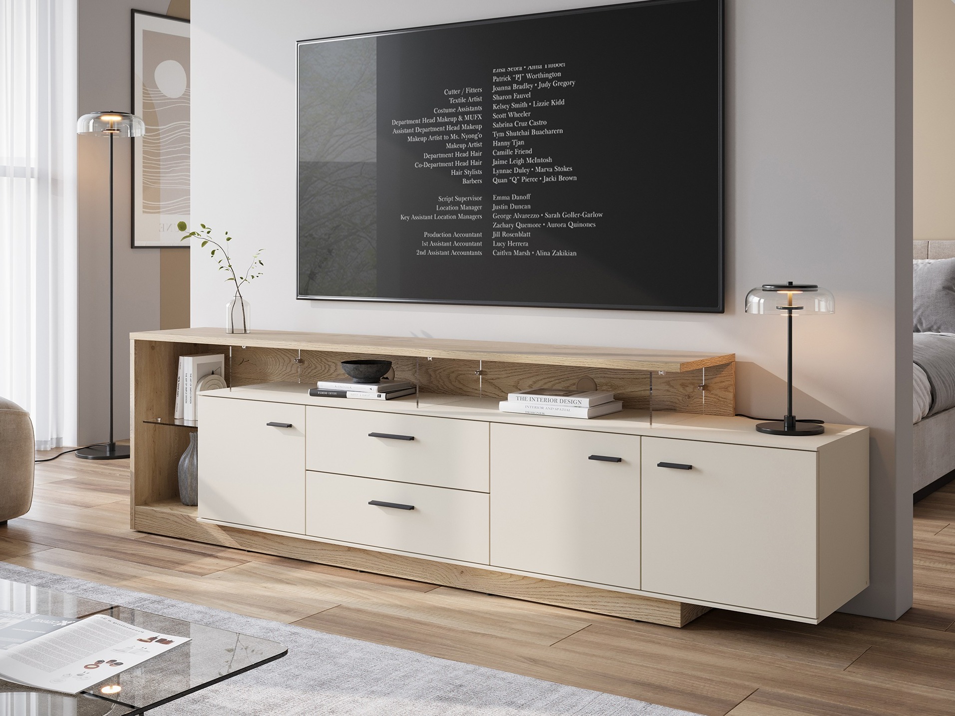 TV-Möbel Avicoro 107 (Sonoma Eichenholzoptik + Kaschmir)