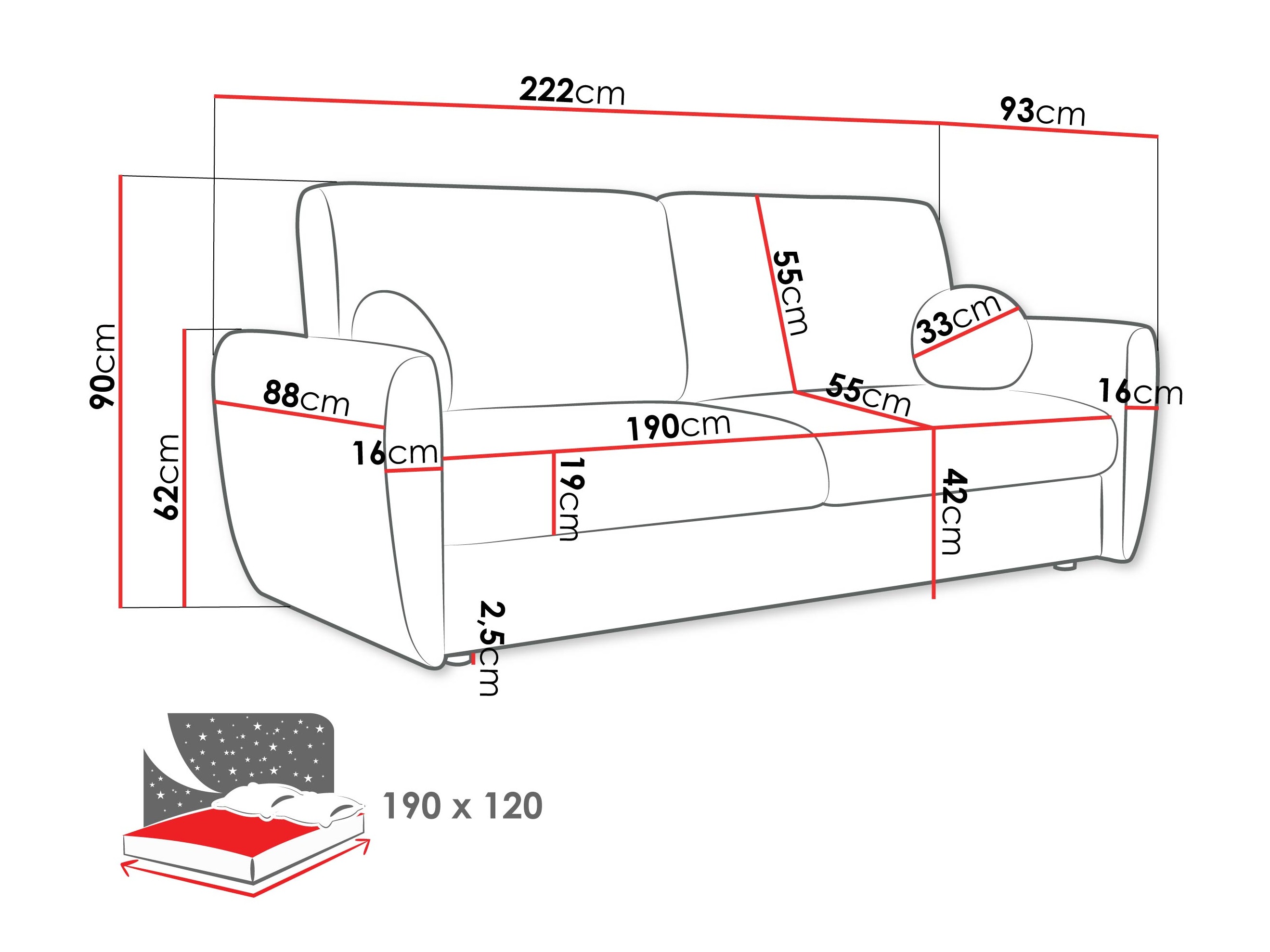 Schlafsofa Edinburg 109 (Taro 01)