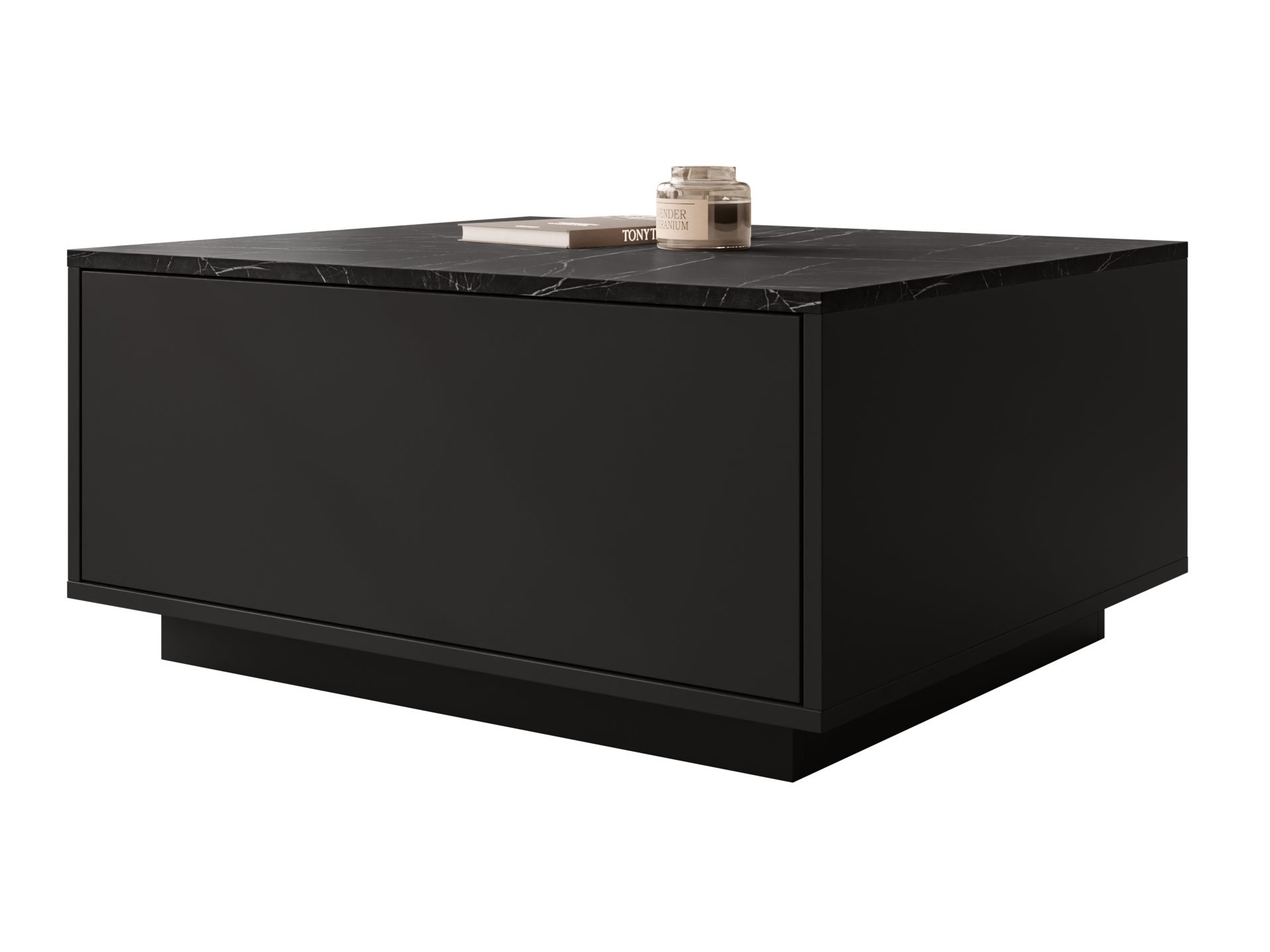 Couchtisch Comfivo Unda (Schwarzer Marmor + Schwarz)