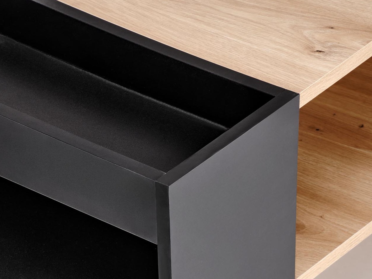 Couchtisch Houston 1946 (Schwarz + Artisan Eichenholzoptik)