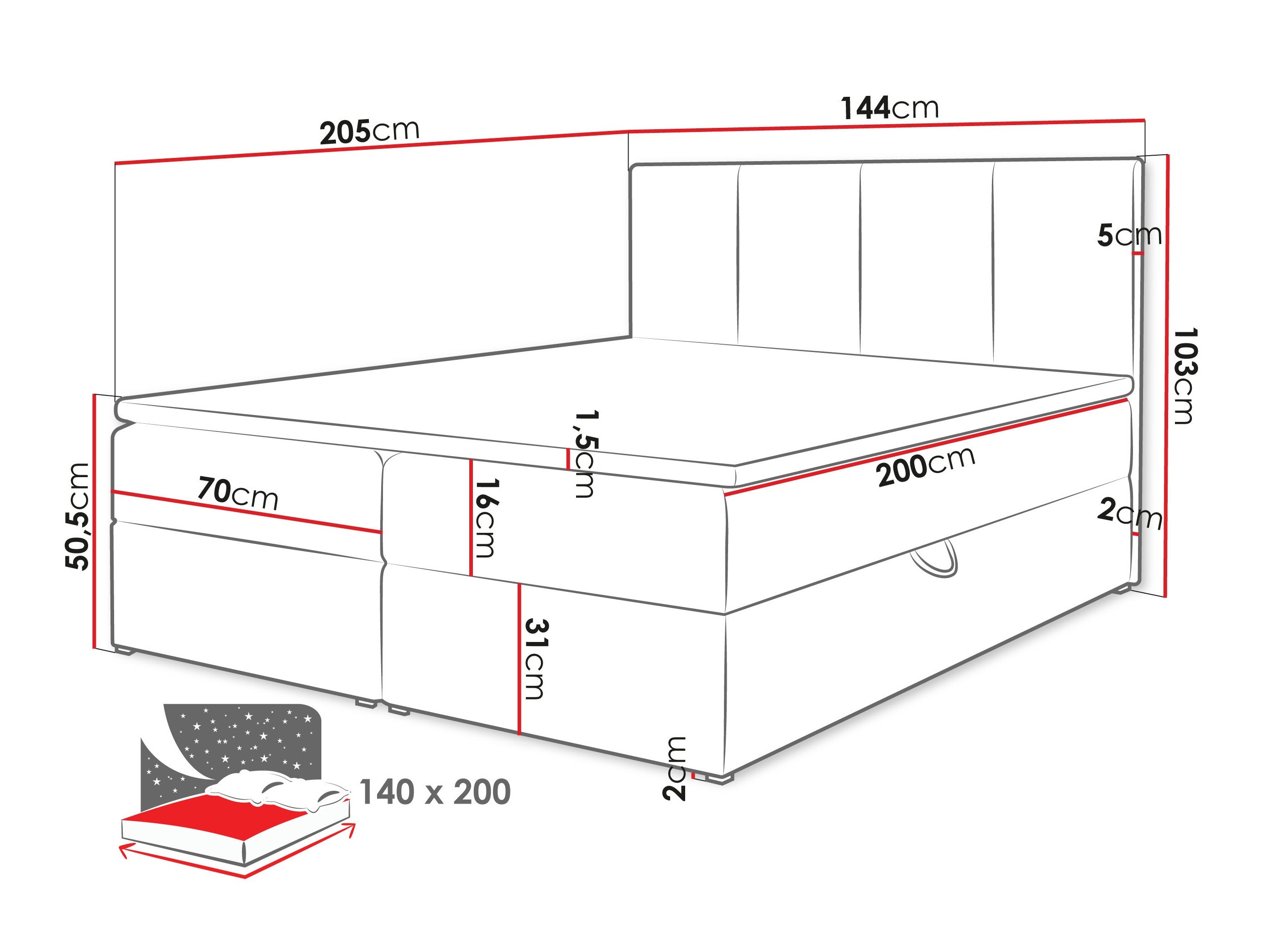 Boxspringbett Oppidum (Polo 894)