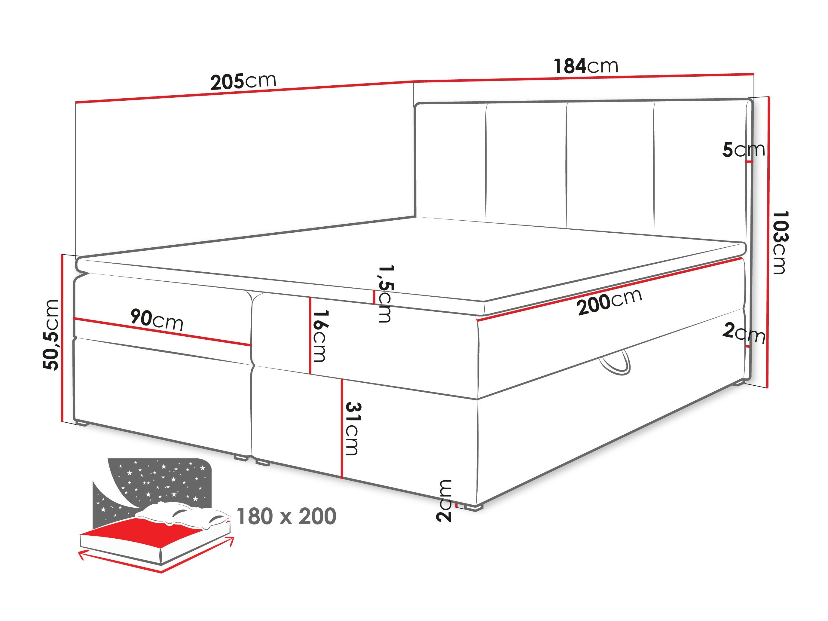 Boxspringbett Oppidum (Polo 894)