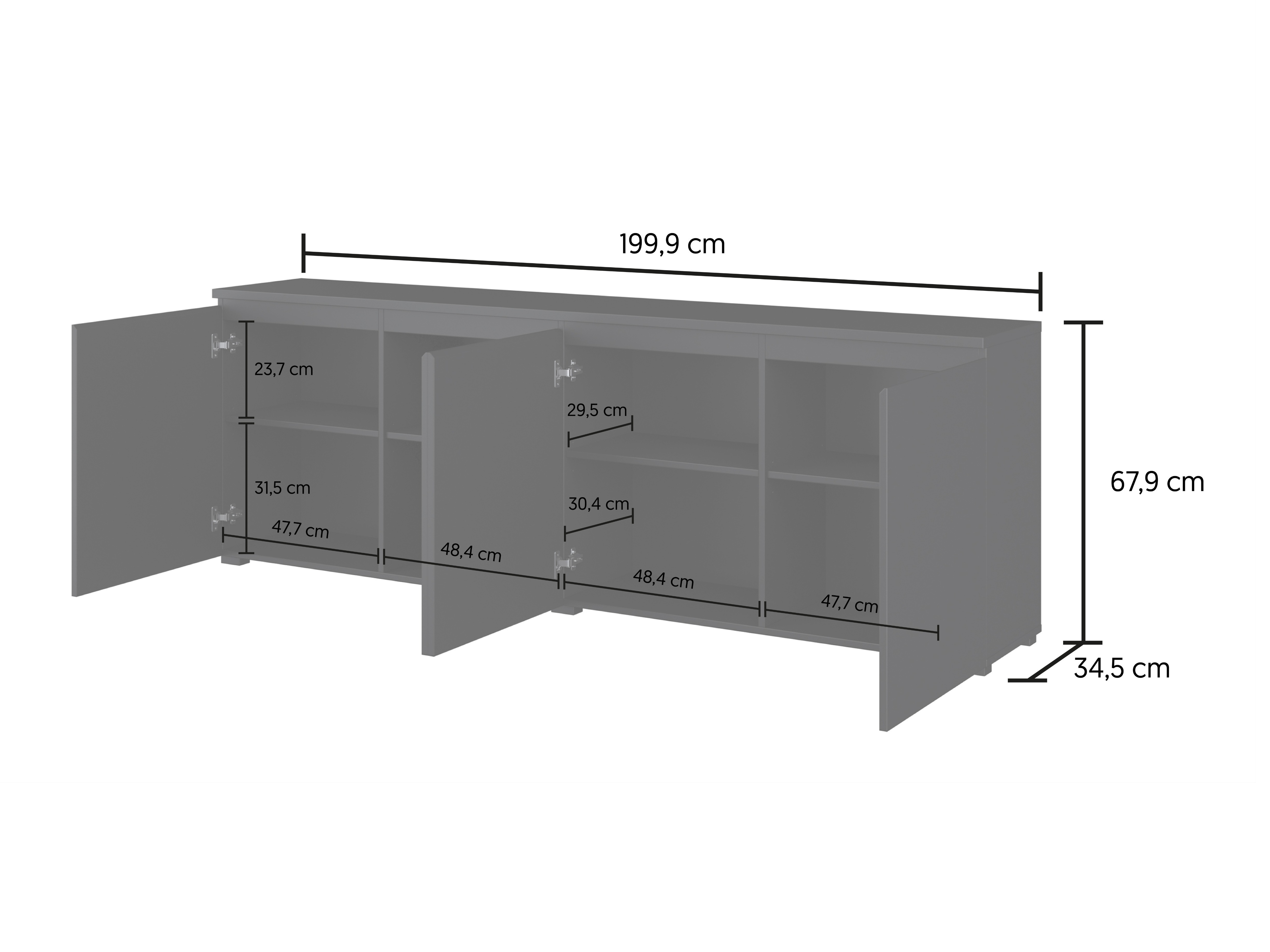 Sideboard Baletu 105 (Schwarz)