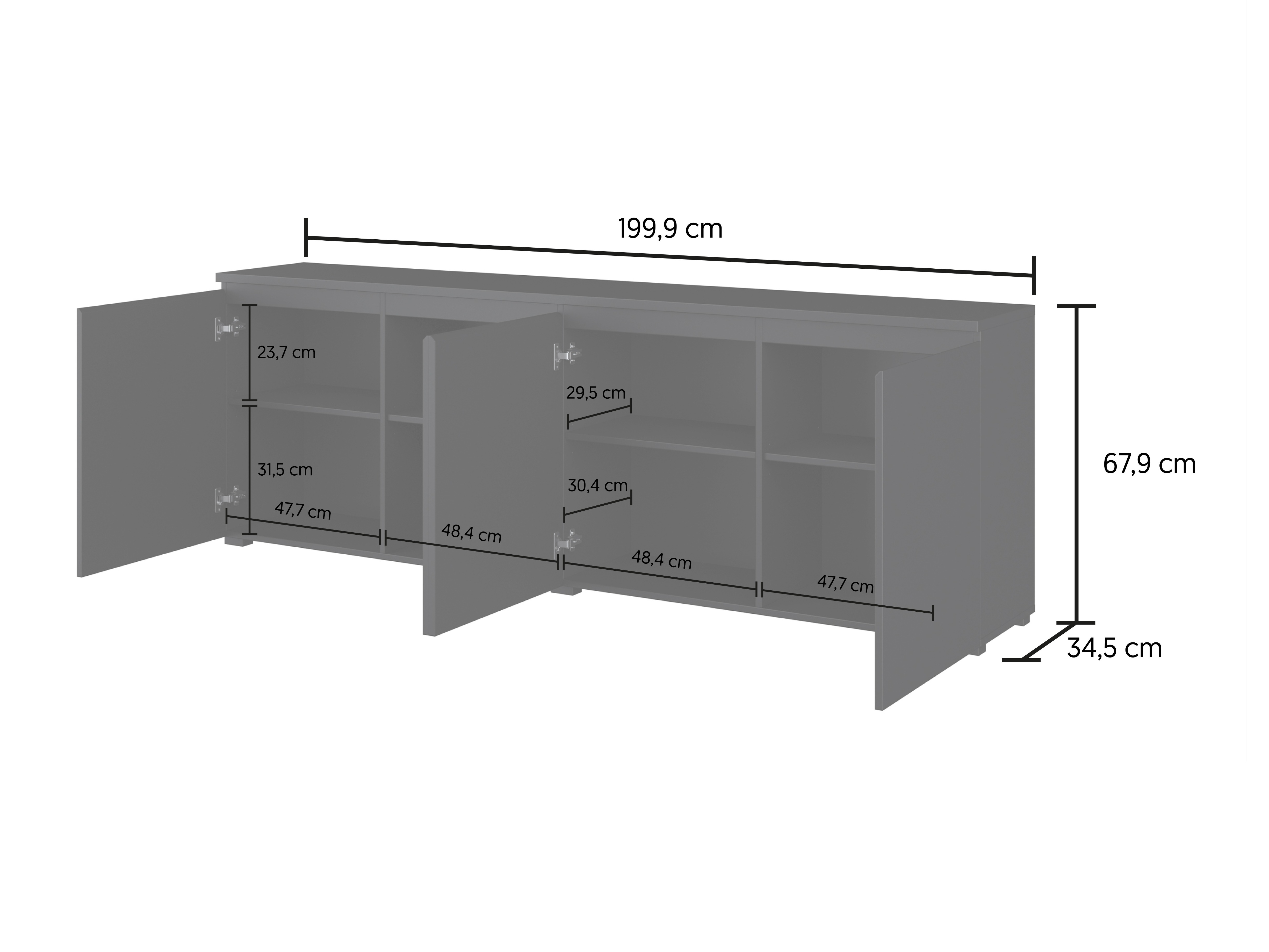 Sideboard Baletu 105 (Weiß + Eichenholzoptik)