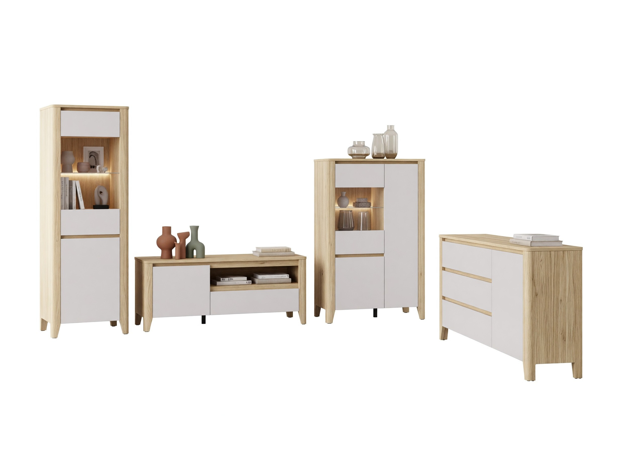 Wohnzimmer-Sets Talduno 108 (Eichenholzoptik hell + Kaschmir)
