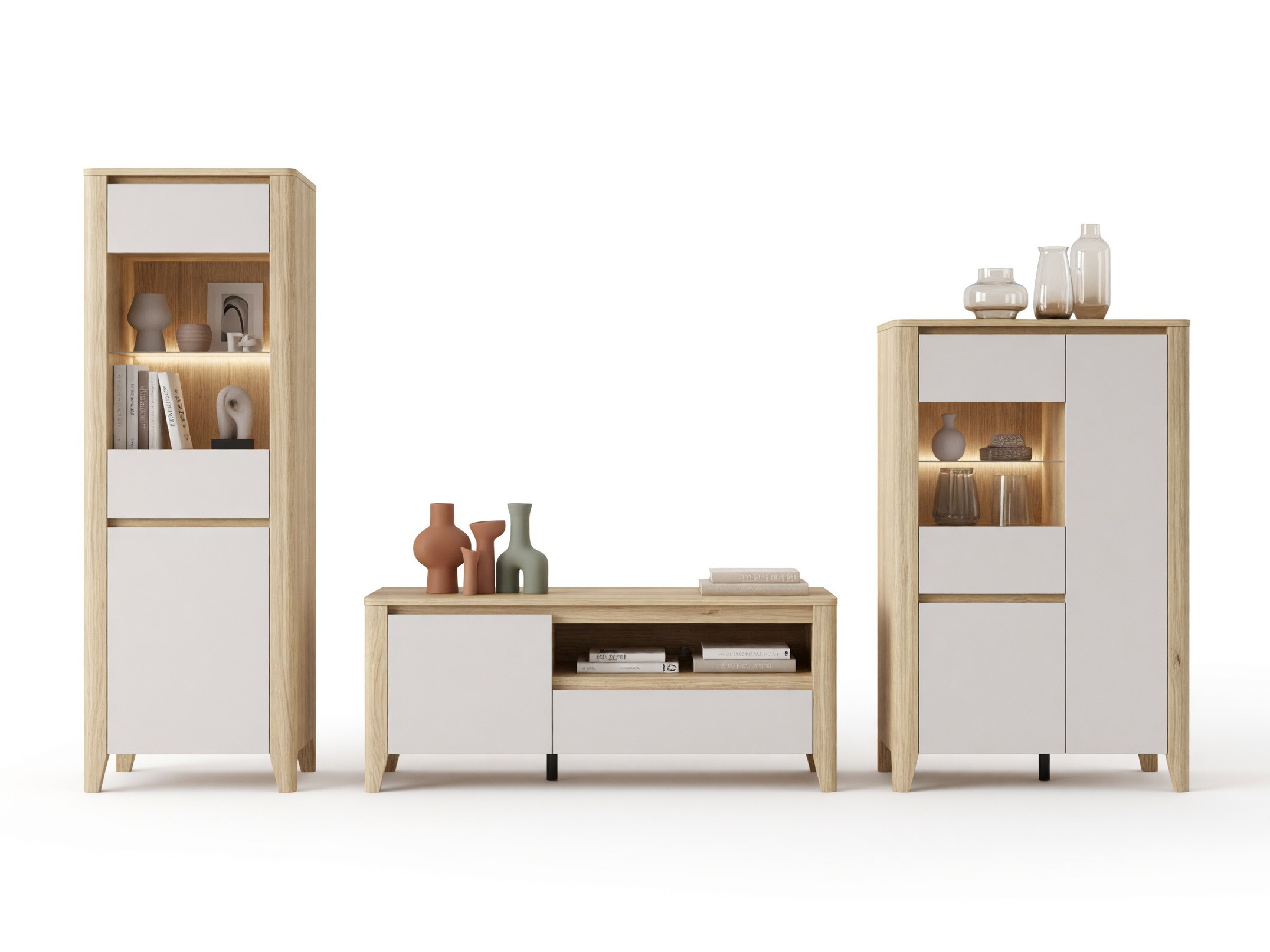 Wohnzimmer-Sets Talduno 108 (Eichenholzoptik hell + Kaschmir)