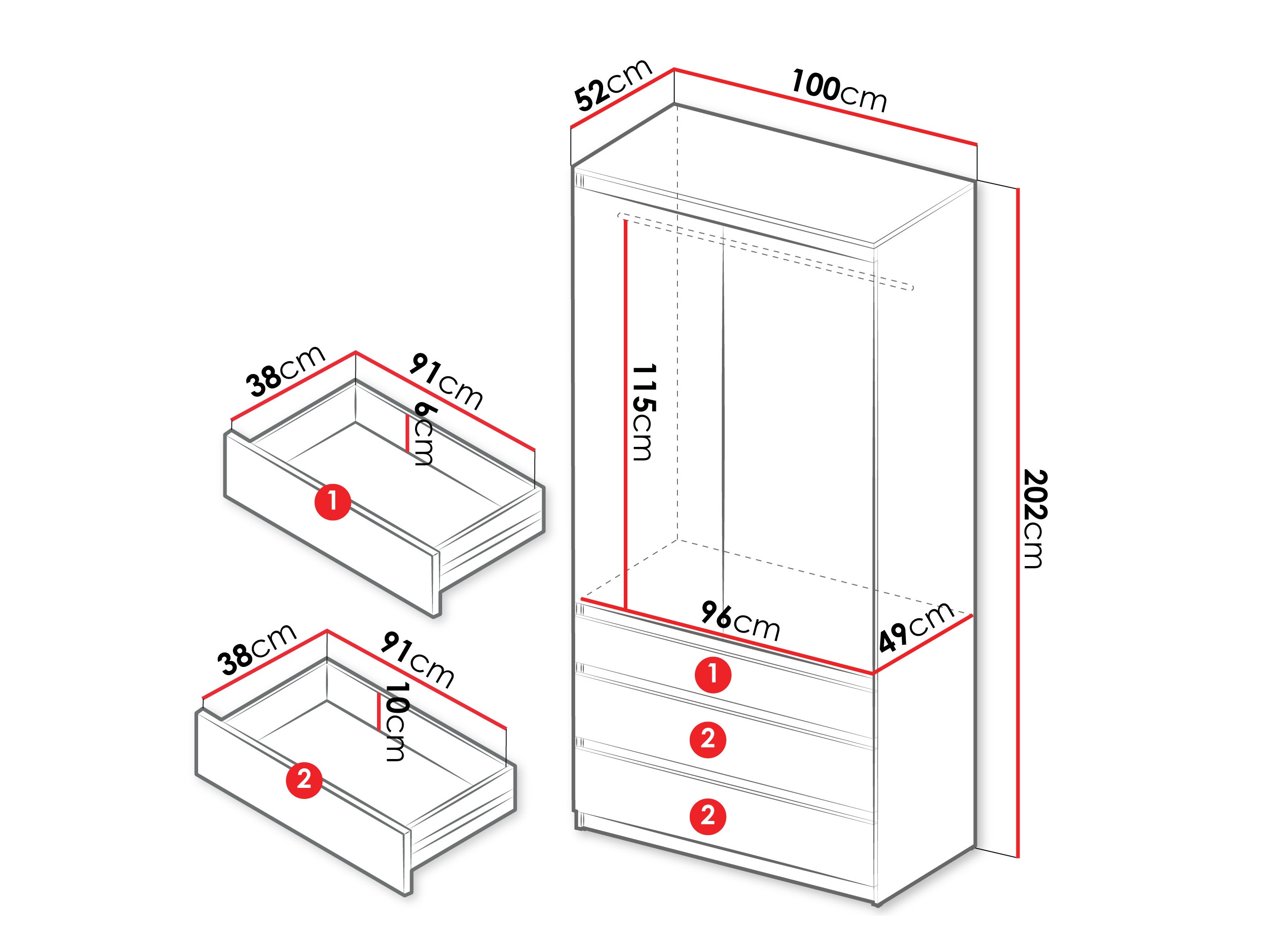 Kleiderschrank Comfivo Structor (Weiß)