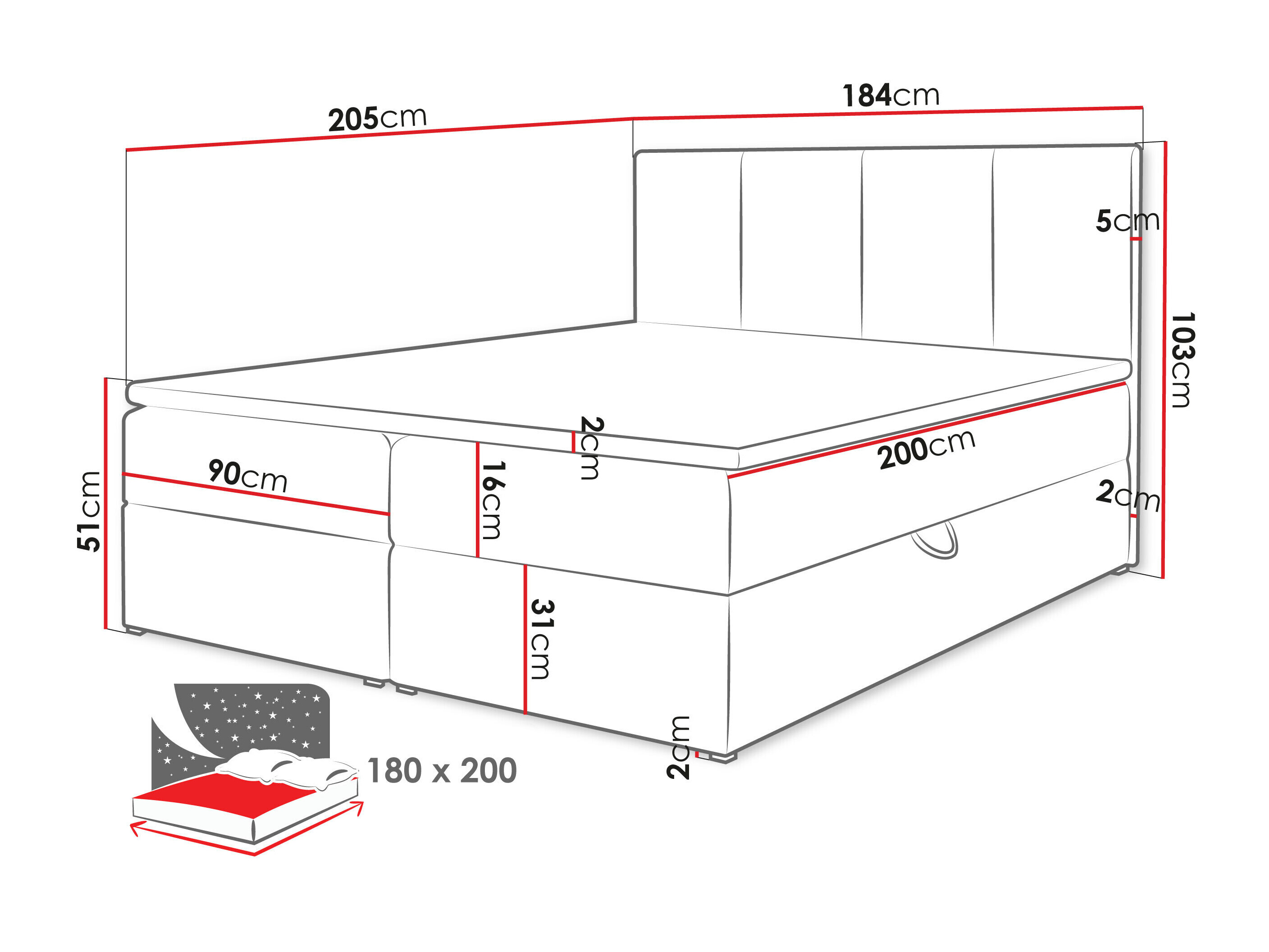 Boxspringbett Oppidum (Polo 894)