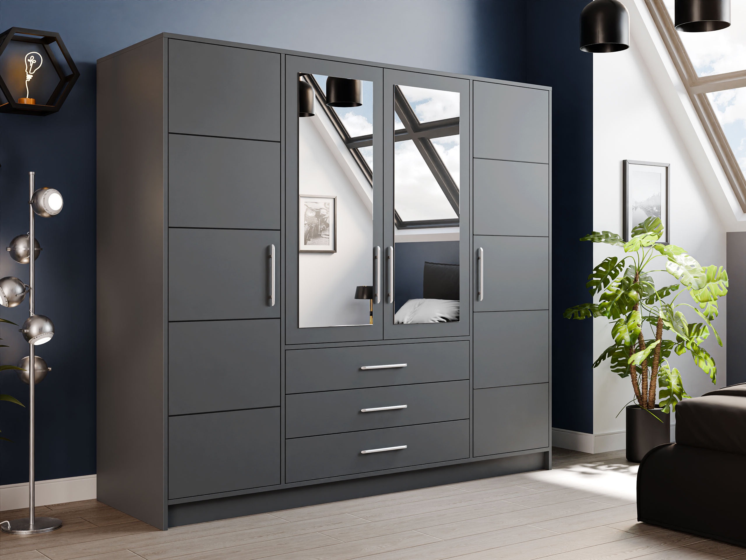 Kleiderschrank Dortivu (Graphit)