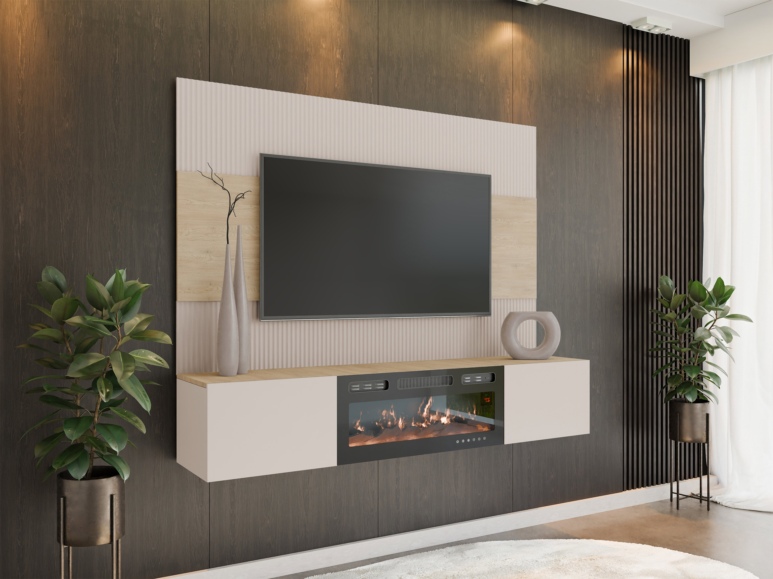 Wohnzimmer-Sets Comfivo Salix VII (Beige + Eiche Cremona)