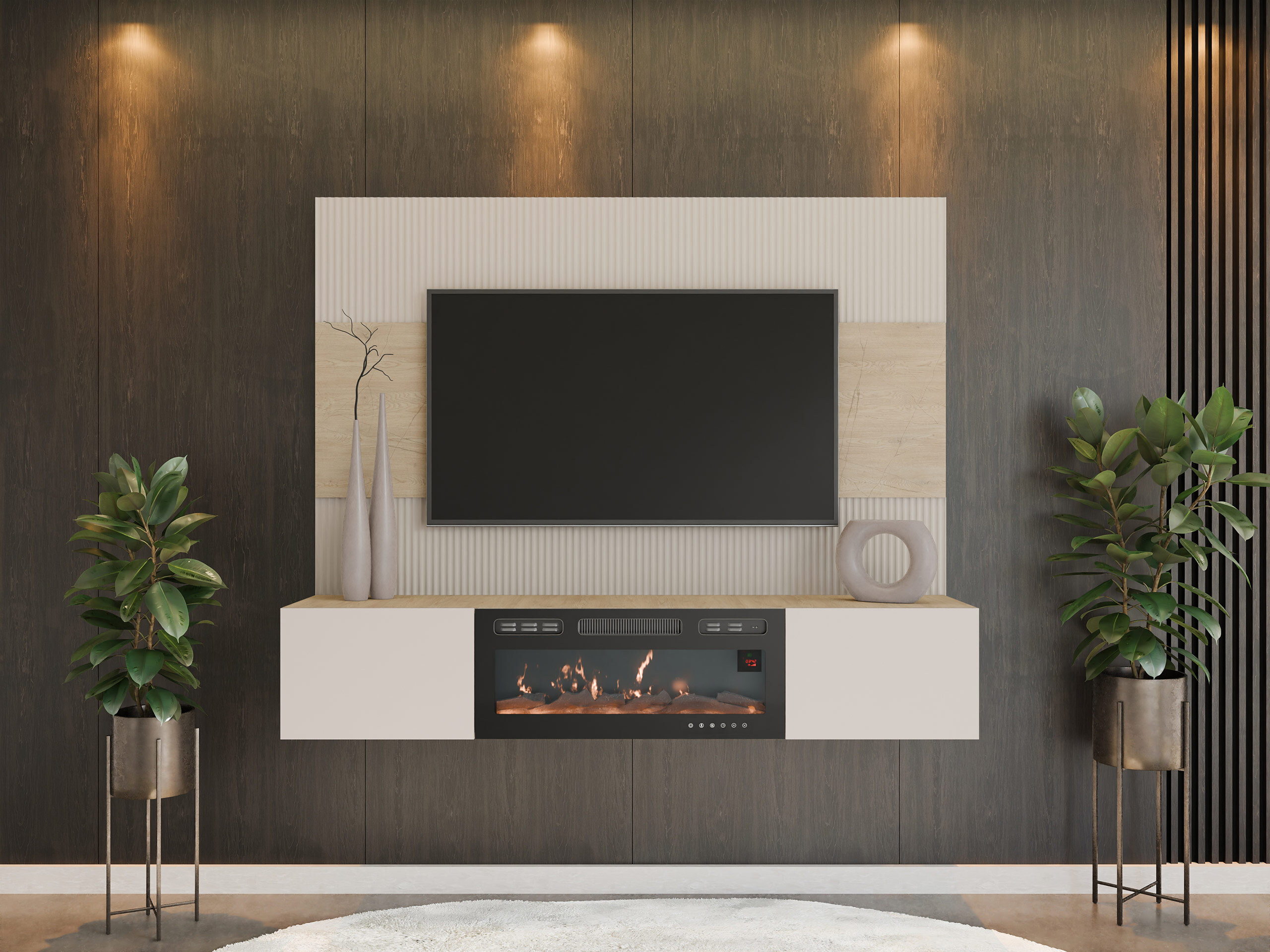 Wohnzimmer-Sets Comfivo Salix VII (Beige + Eiche Cremona)