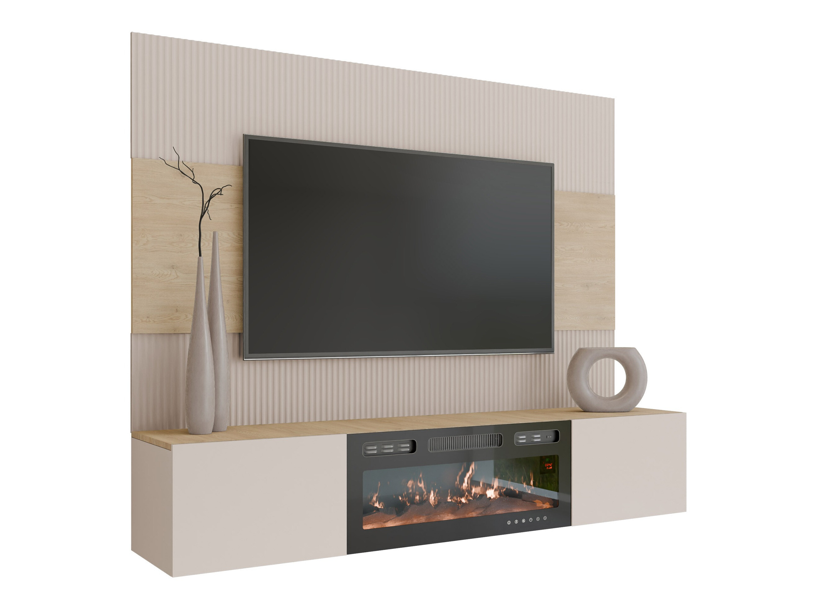 Wohnzimmer-Sets Comfivo Salix VII (Beige + Eiche Cremona)