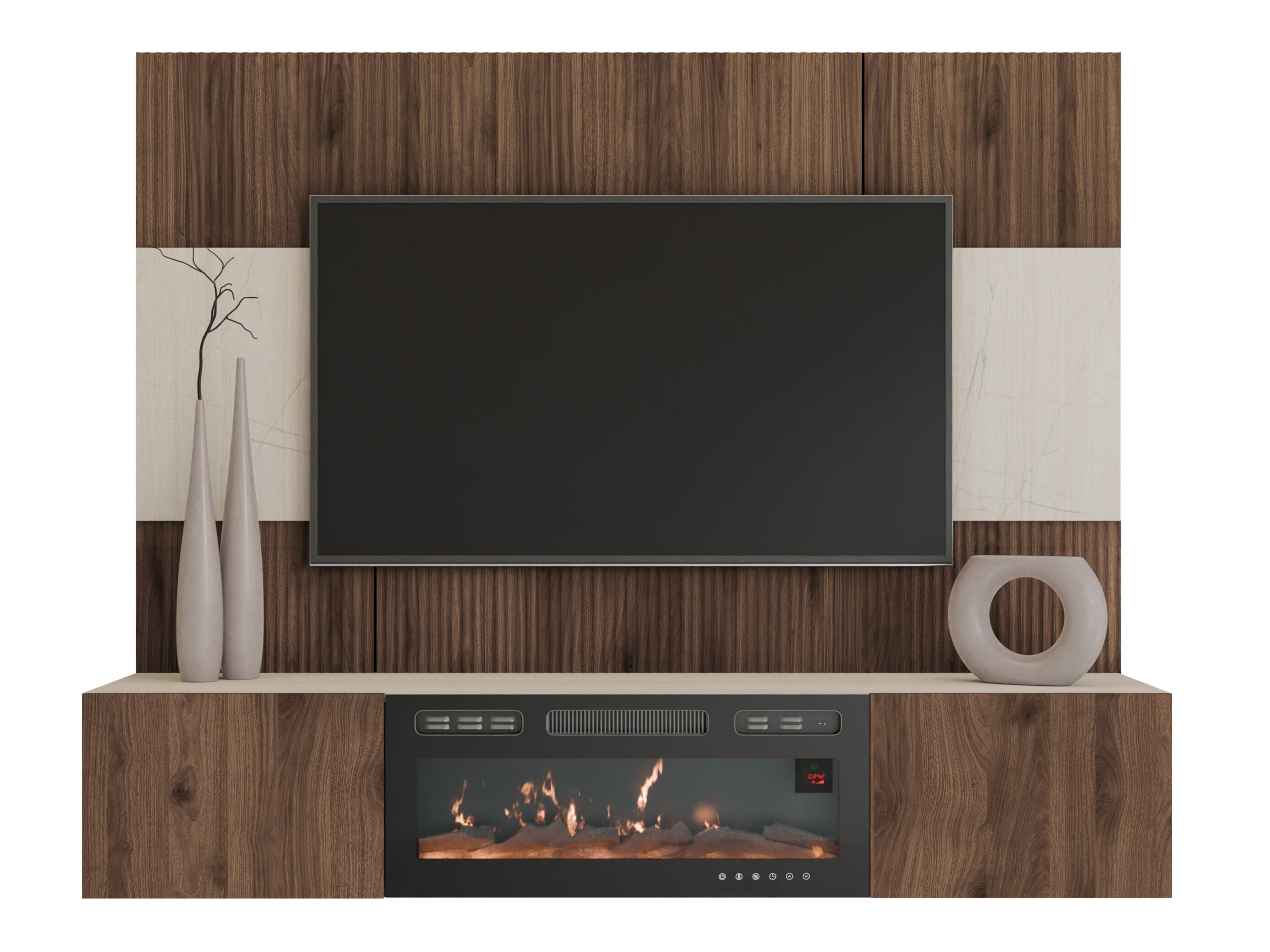 Wohnzimmer-Sets Comfivo Salix VII (Walnussholzoptik + Hell Travertine)