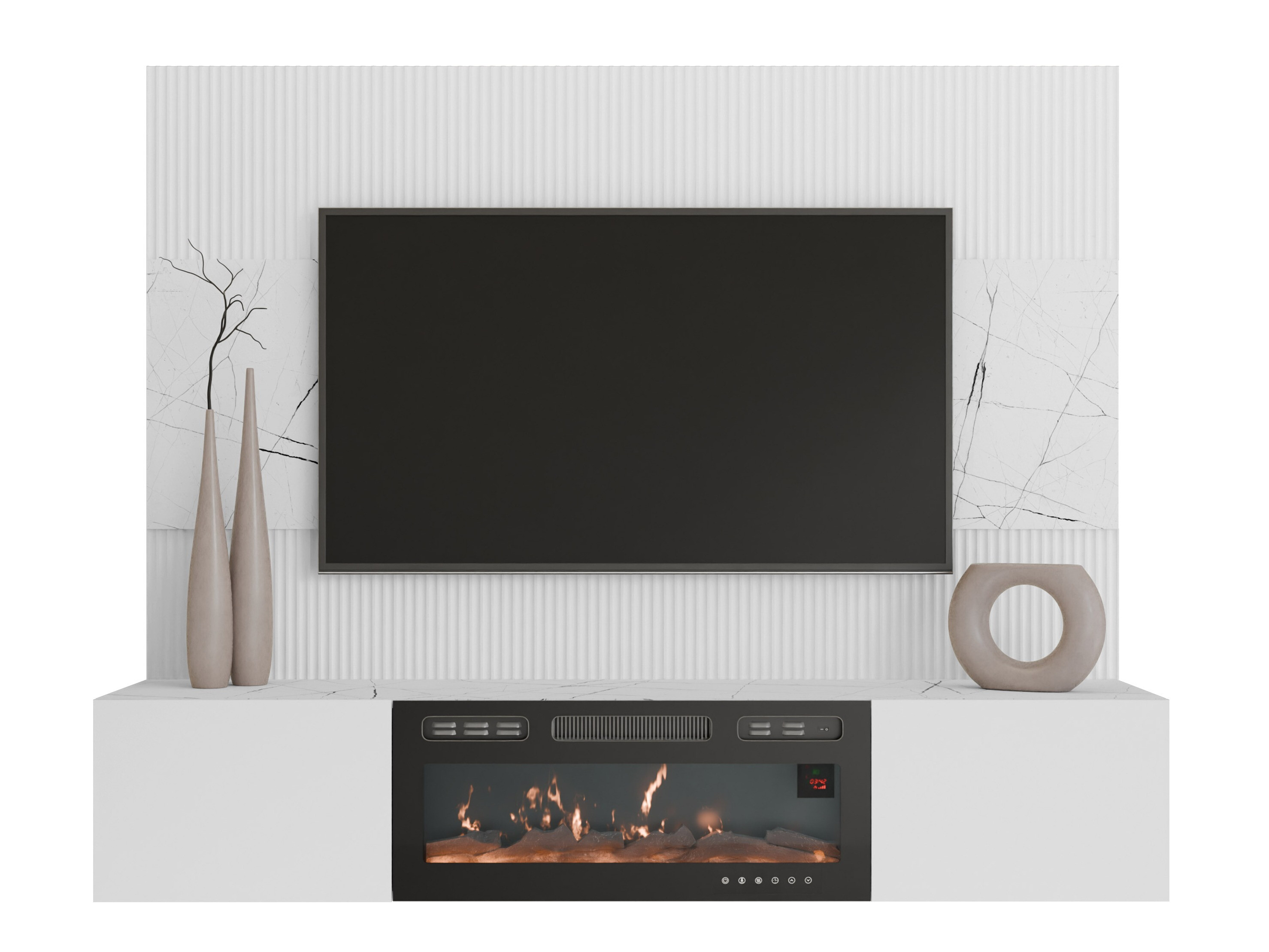 Wohnzimmer-Sets Comfivo Salix VII (Weiß + Weißer Marmor)