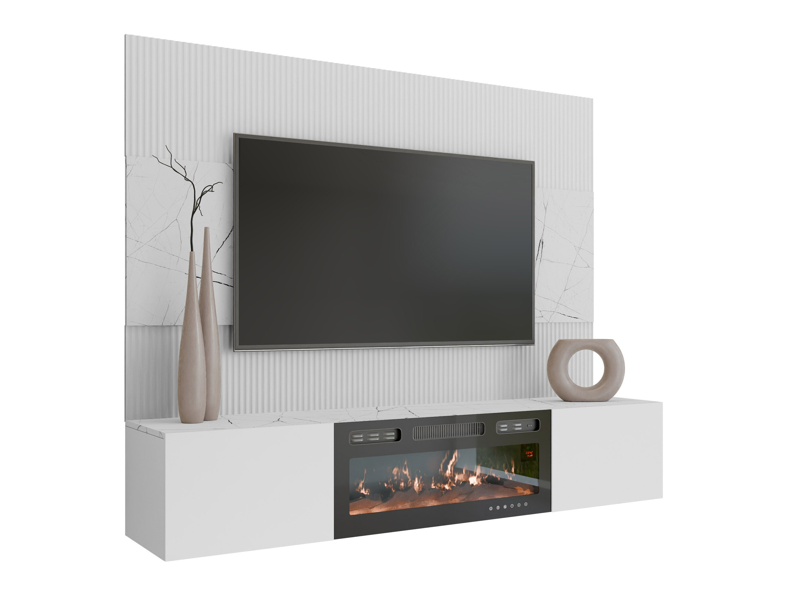 Wohnzimmer-Sets Comfivo Salix VII (Weiß + Weißer Marmor)