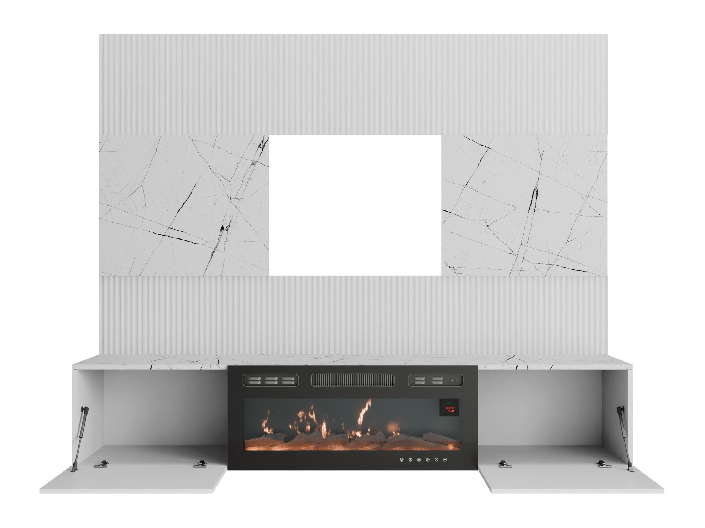 Wohnzimmer-Sets Comfivo Salix VII (Weiß + Weißer Marmor)