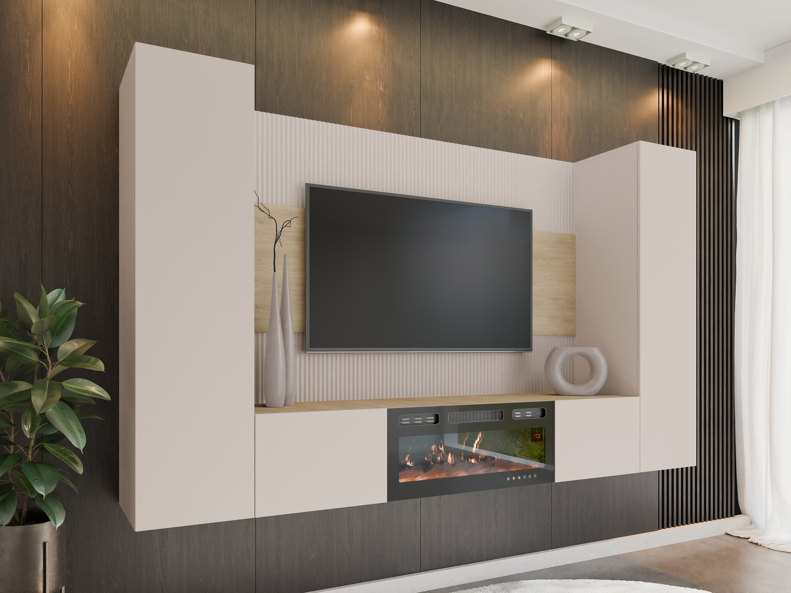 Wohnzimmer-Sets Comfivo Salix VIII (Beige + Eiche Cremona)