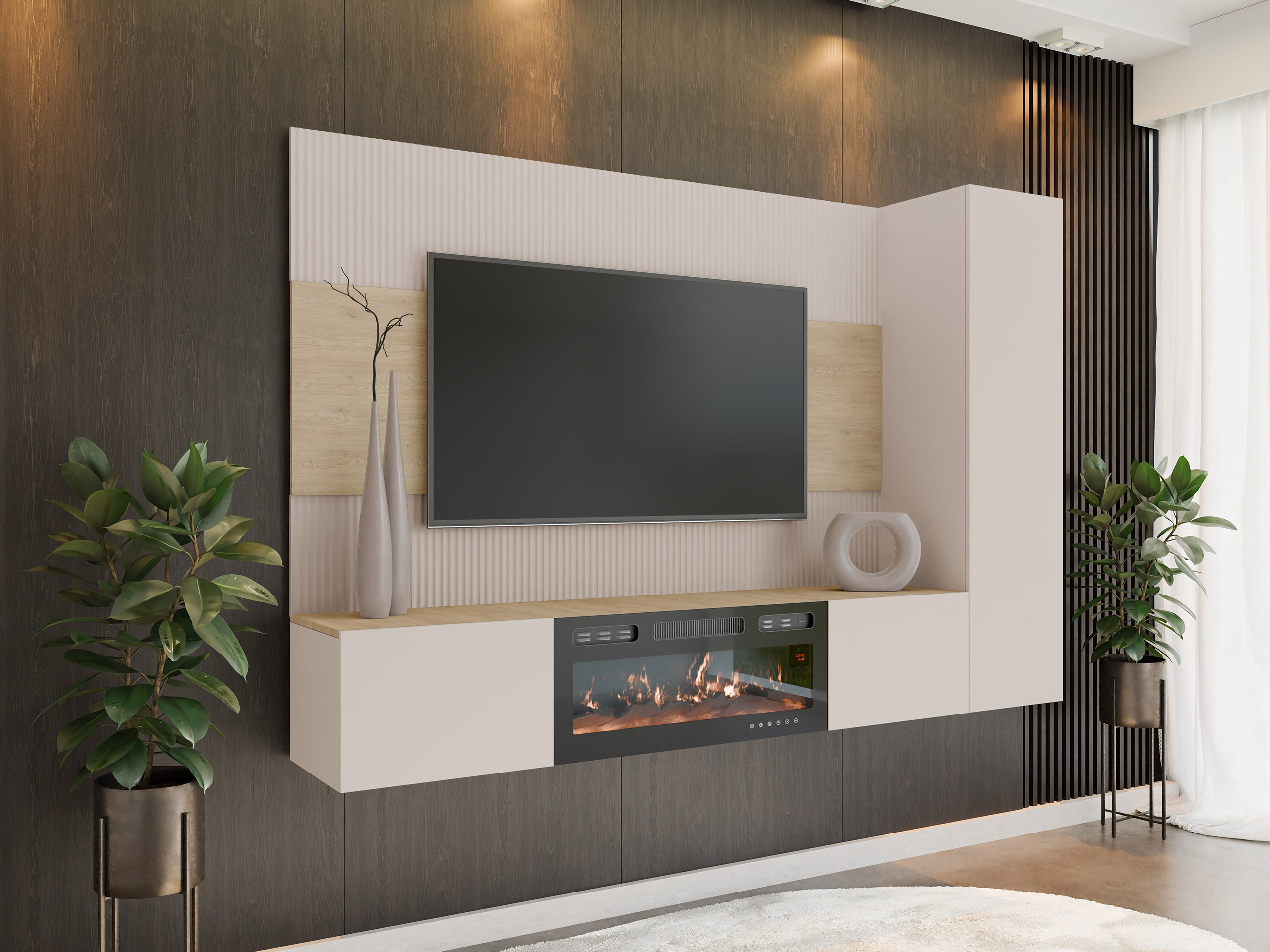 Wohnzimmer-Sets Comfivo Salix IX (Beige + Eiche Cremona)