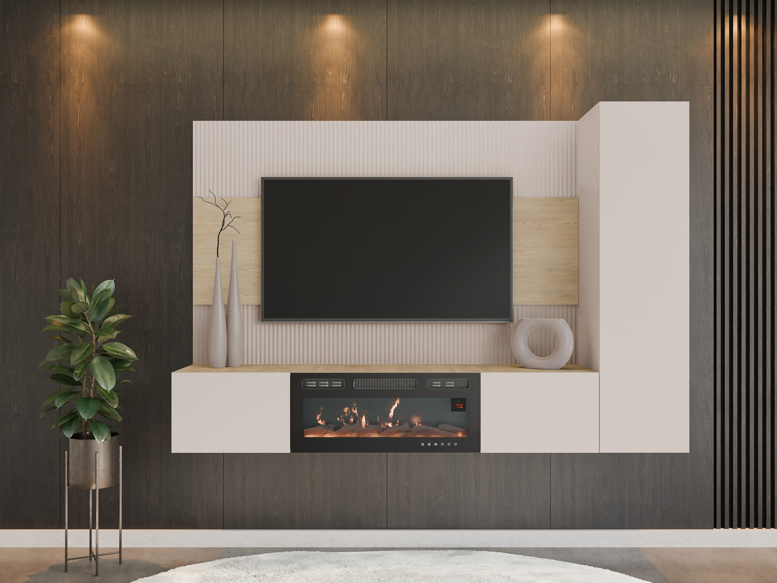 Wohnzimmer-Sets Comfivo Salix IX (Beige + Eiche Cremona)