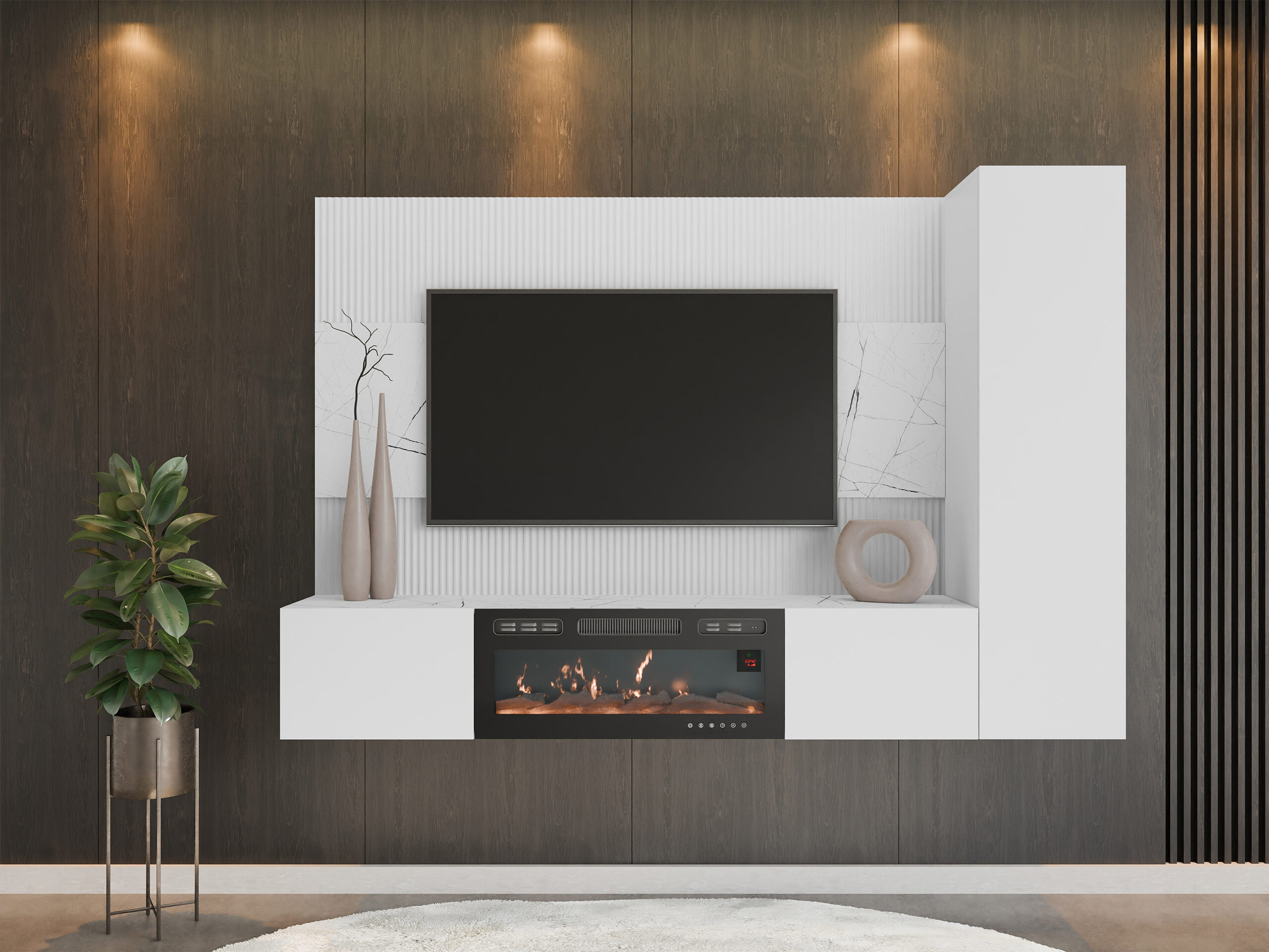 Wohnzimmer-Sets Comfivo Salix IX (Weiß + Weißer Marmor)