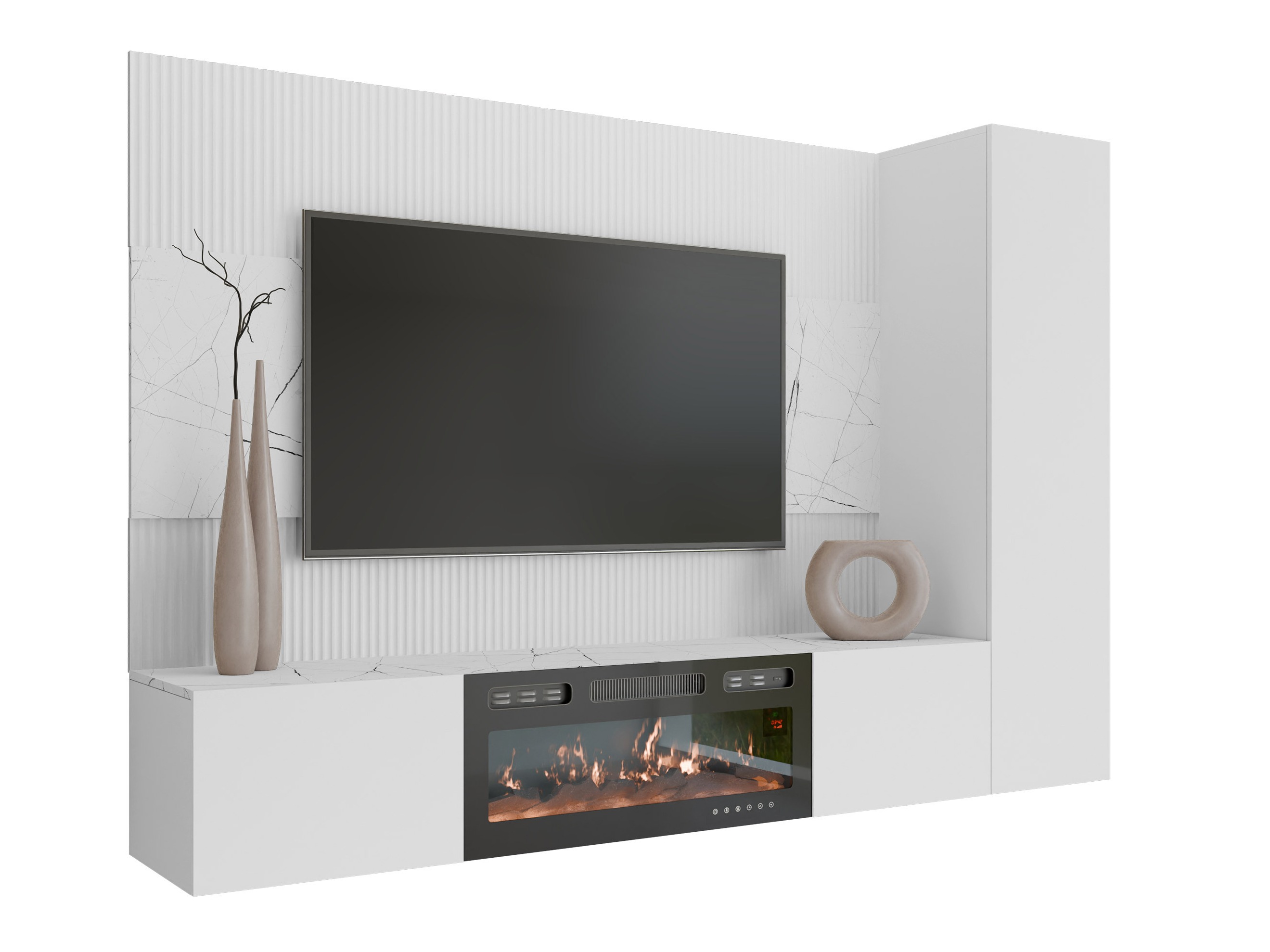 Wohnzimmer-Sets Comfivo Salix IX (Weiß + Weißer Marmor)