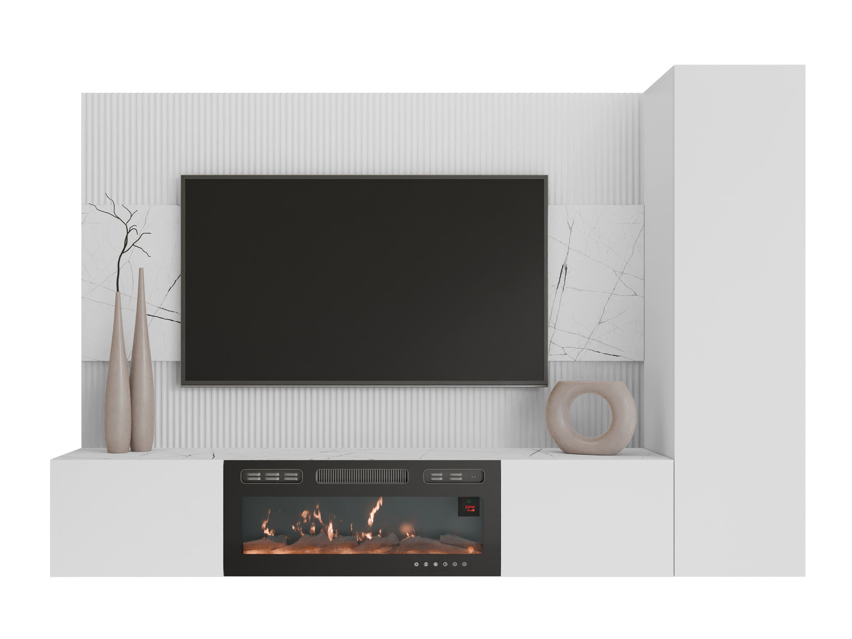 Wohnzimmer-Sets Comfivo Salix IX (Weiß + Weißer Marmor)