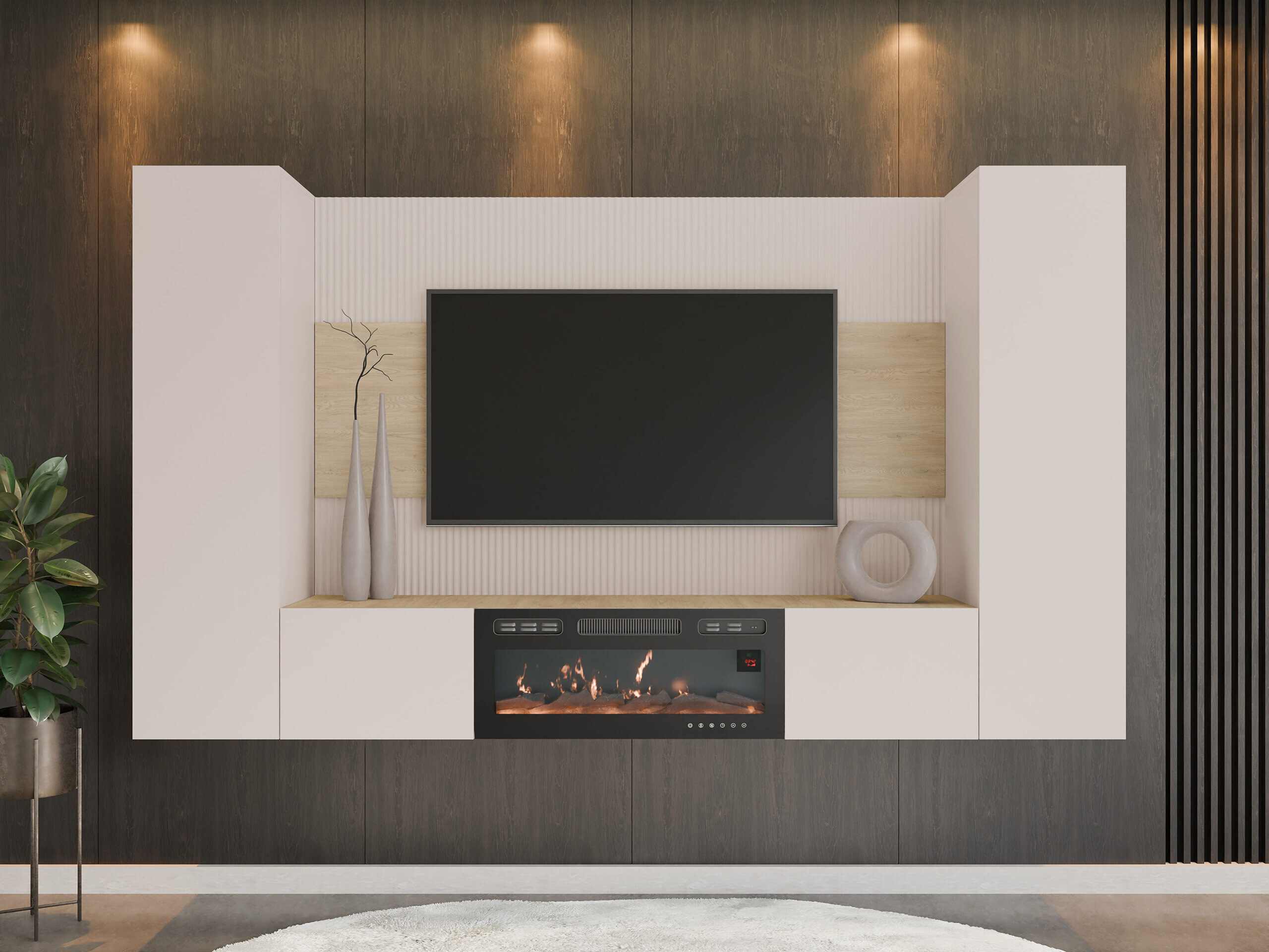 Wohnzimmer-Sets Comfivo Salix VIII (Beige + Eiche Cremona)