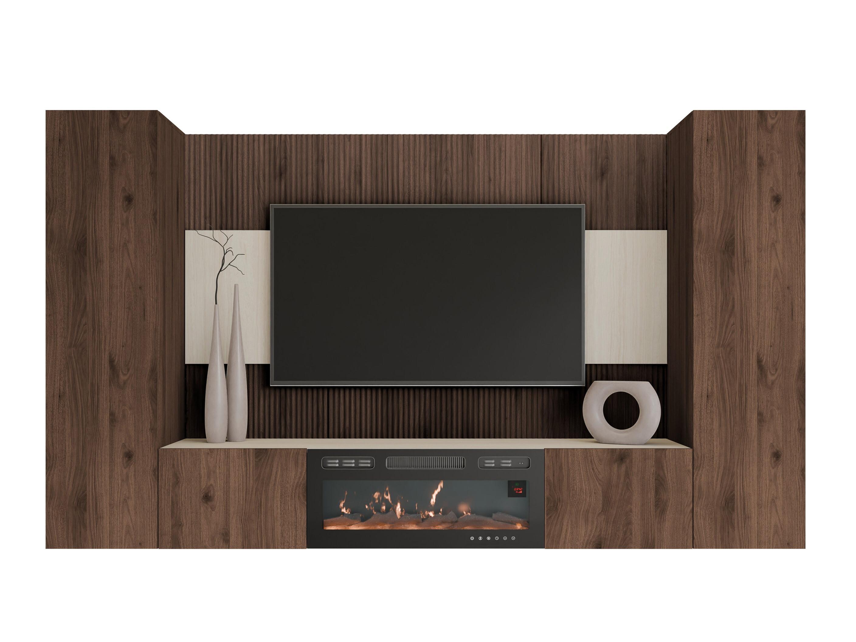 Wohnzimmer-Sets Comfivo Salix VIII (Walnussholzoptik + Hell Travertine)