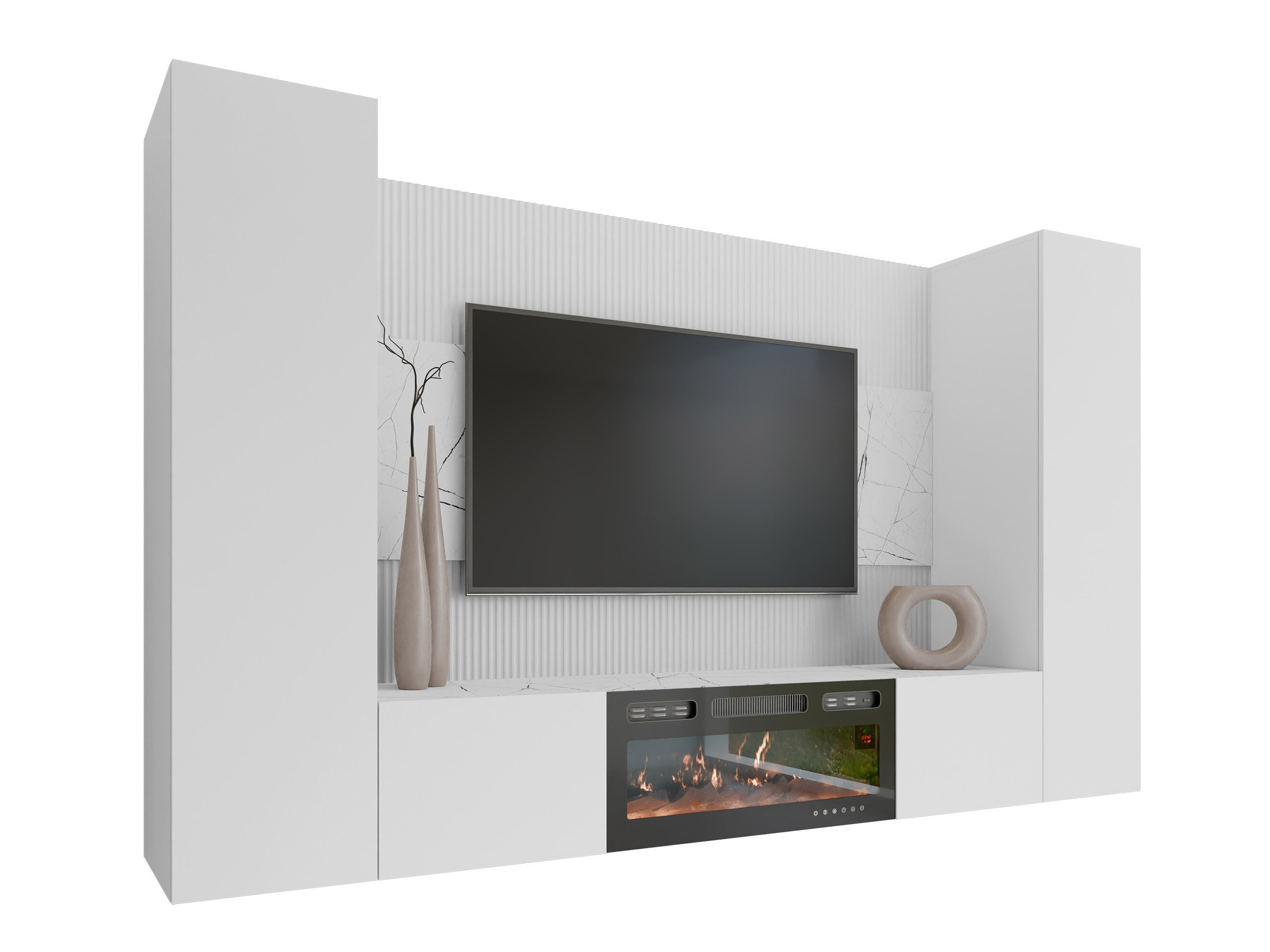 Wohnzimmer-Sets Comfivo Salix VIII (Weiß + Weißer Marmor)