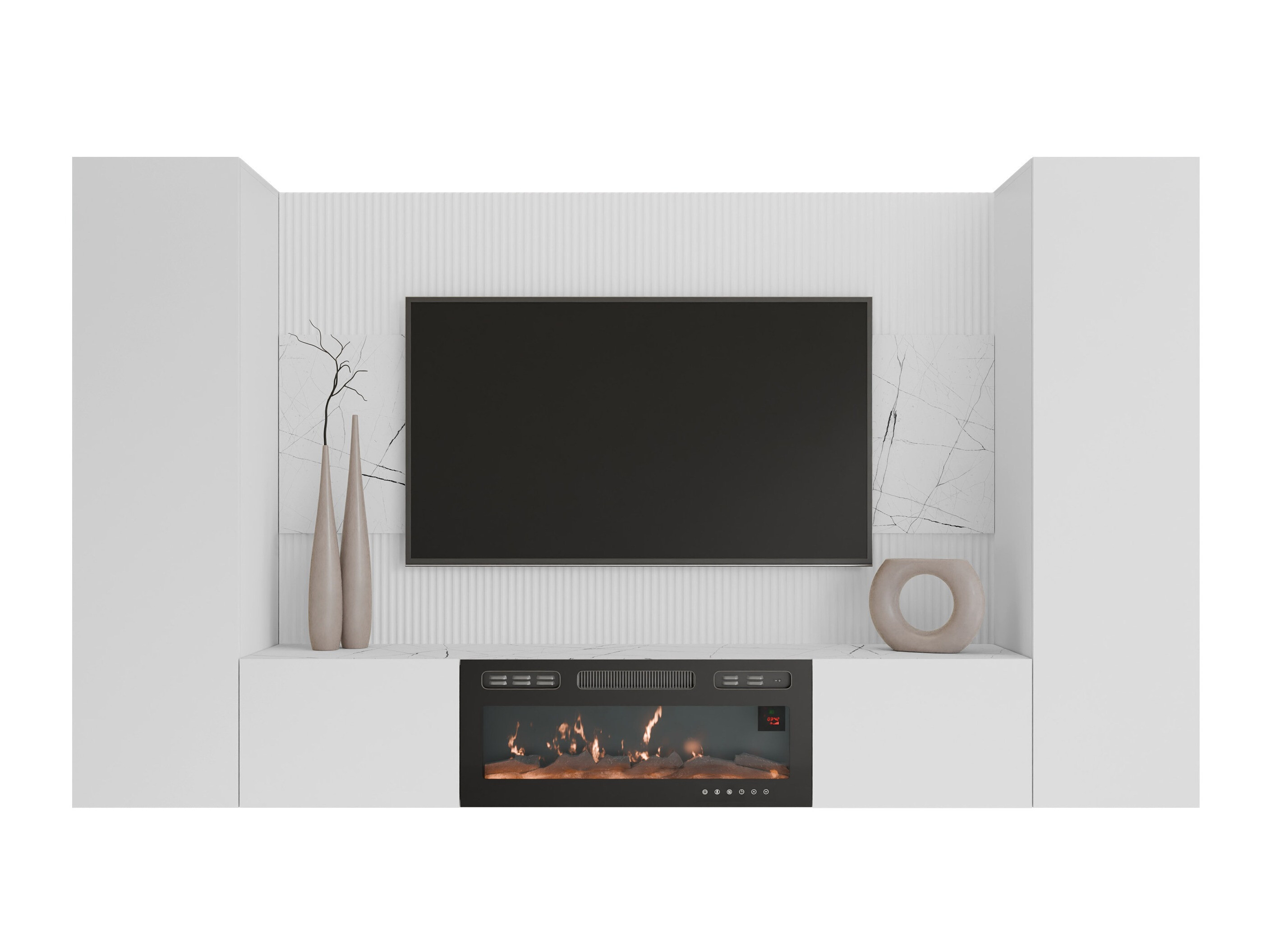 Wohnzimmer-Sets Comfivo Salix VIII (Weiß + Weißer Marmor)