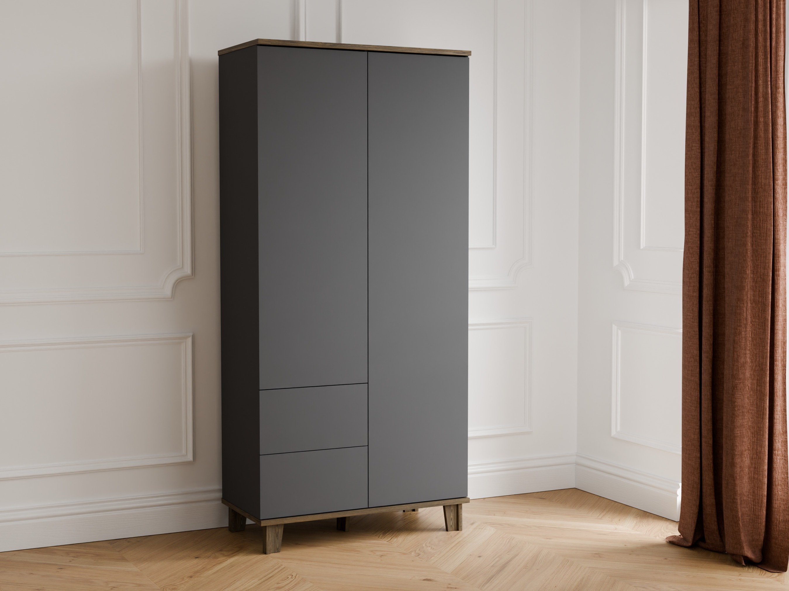 Kleiderschrank Evarveru 100 (Anthrazit)
