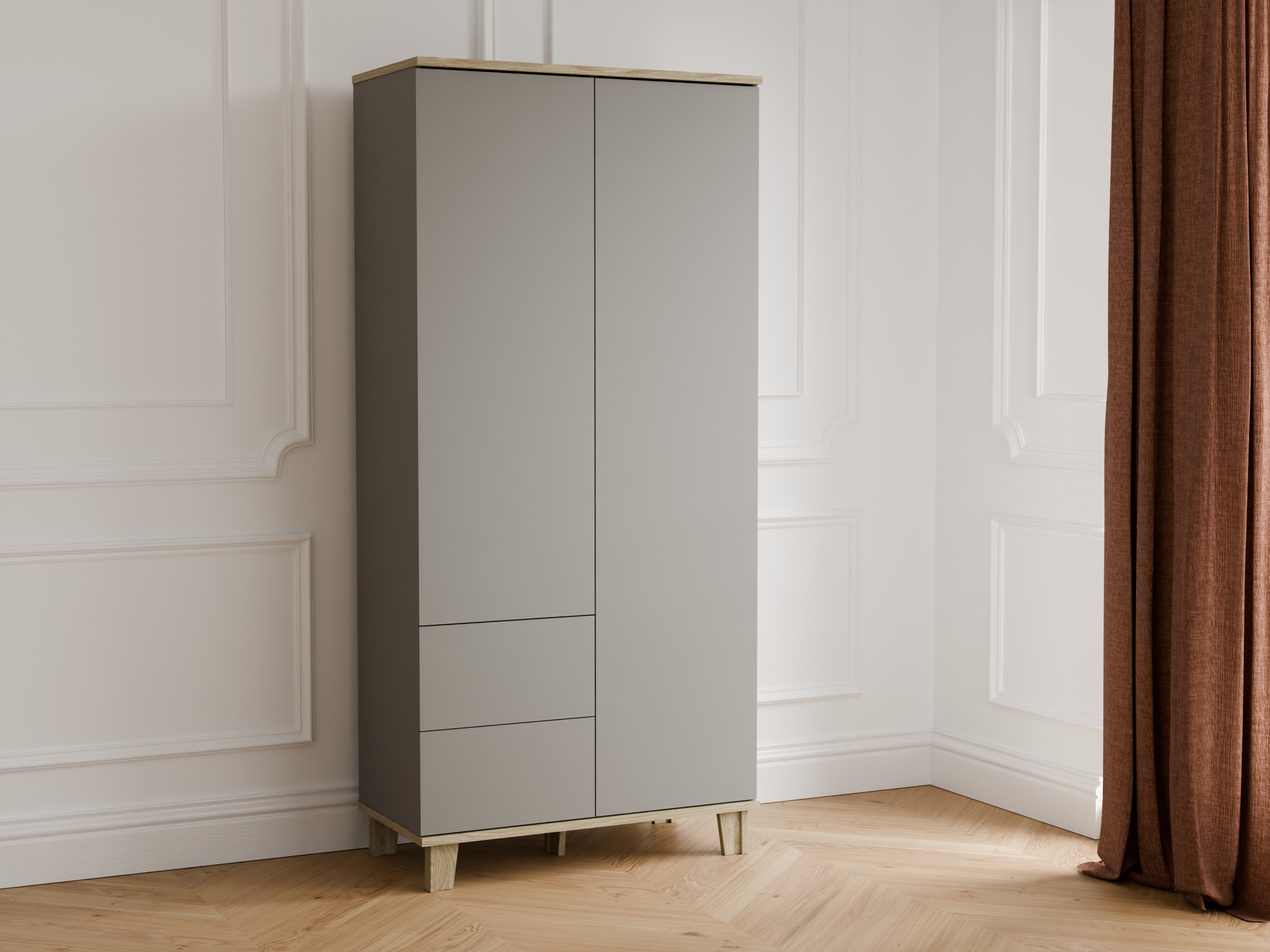 Kleiderschrank Evarveru 100 (Grau)
