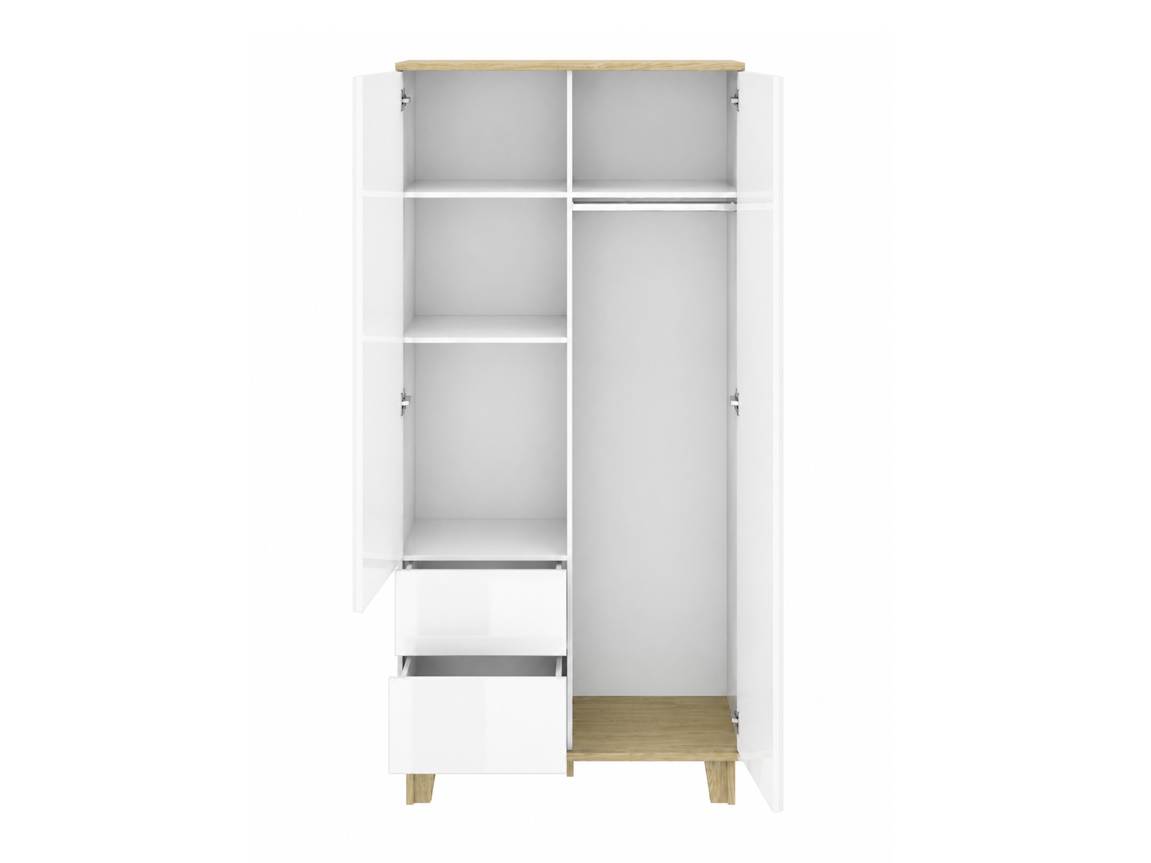 Kleiderschrank Evarveru 100 (Weiß glänzend)