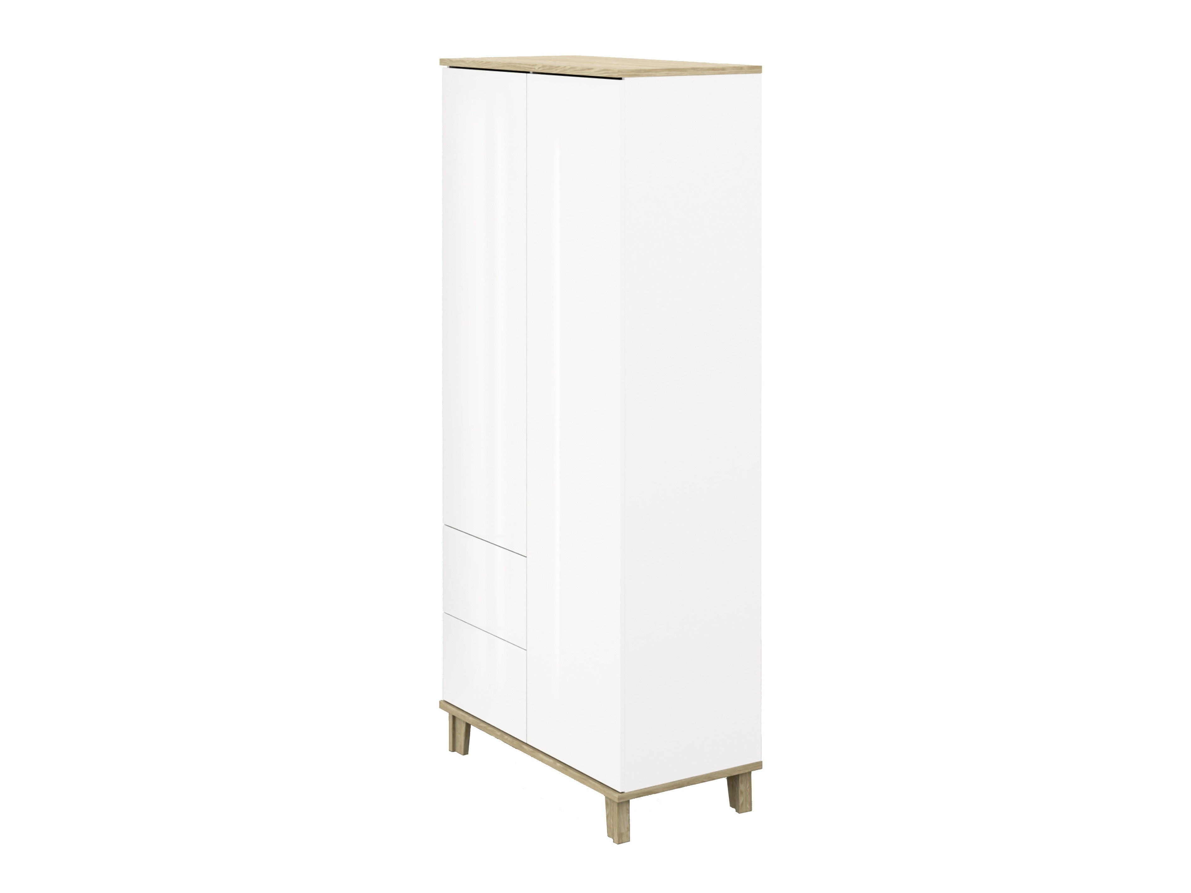 Kleiderschrank Evarveru 100 (Weiß glänzend)