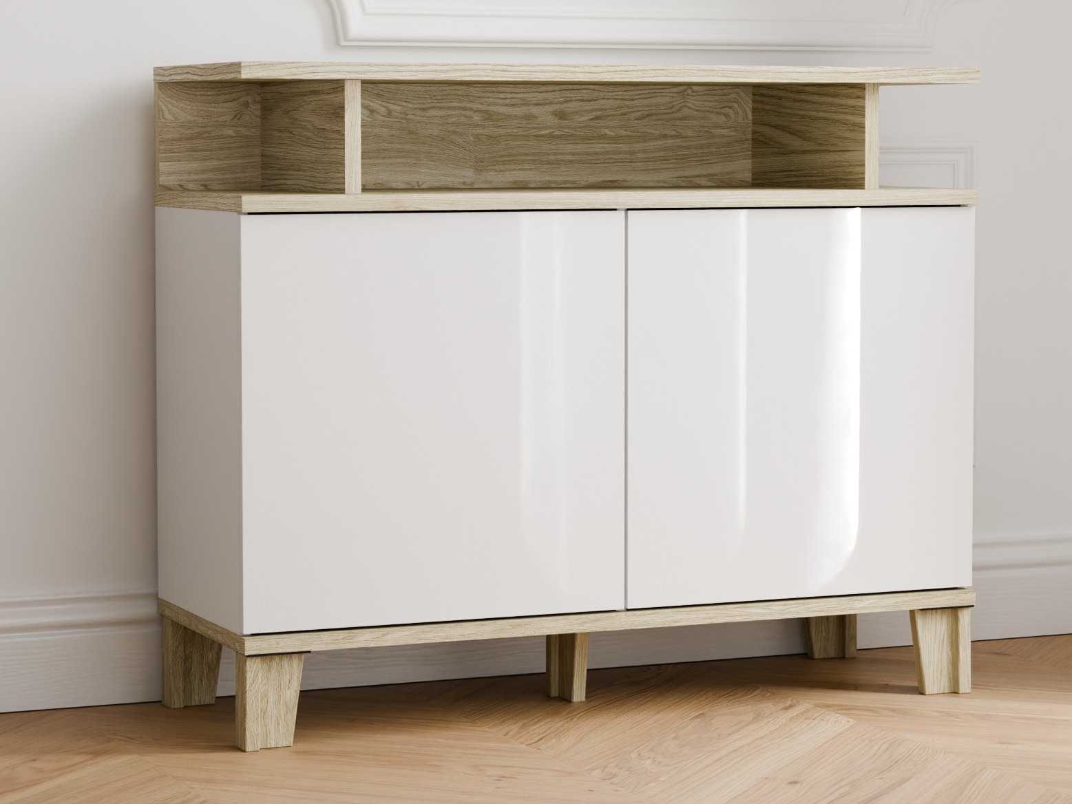 Sideboard Evarveru 107 (Weiß glänzend)