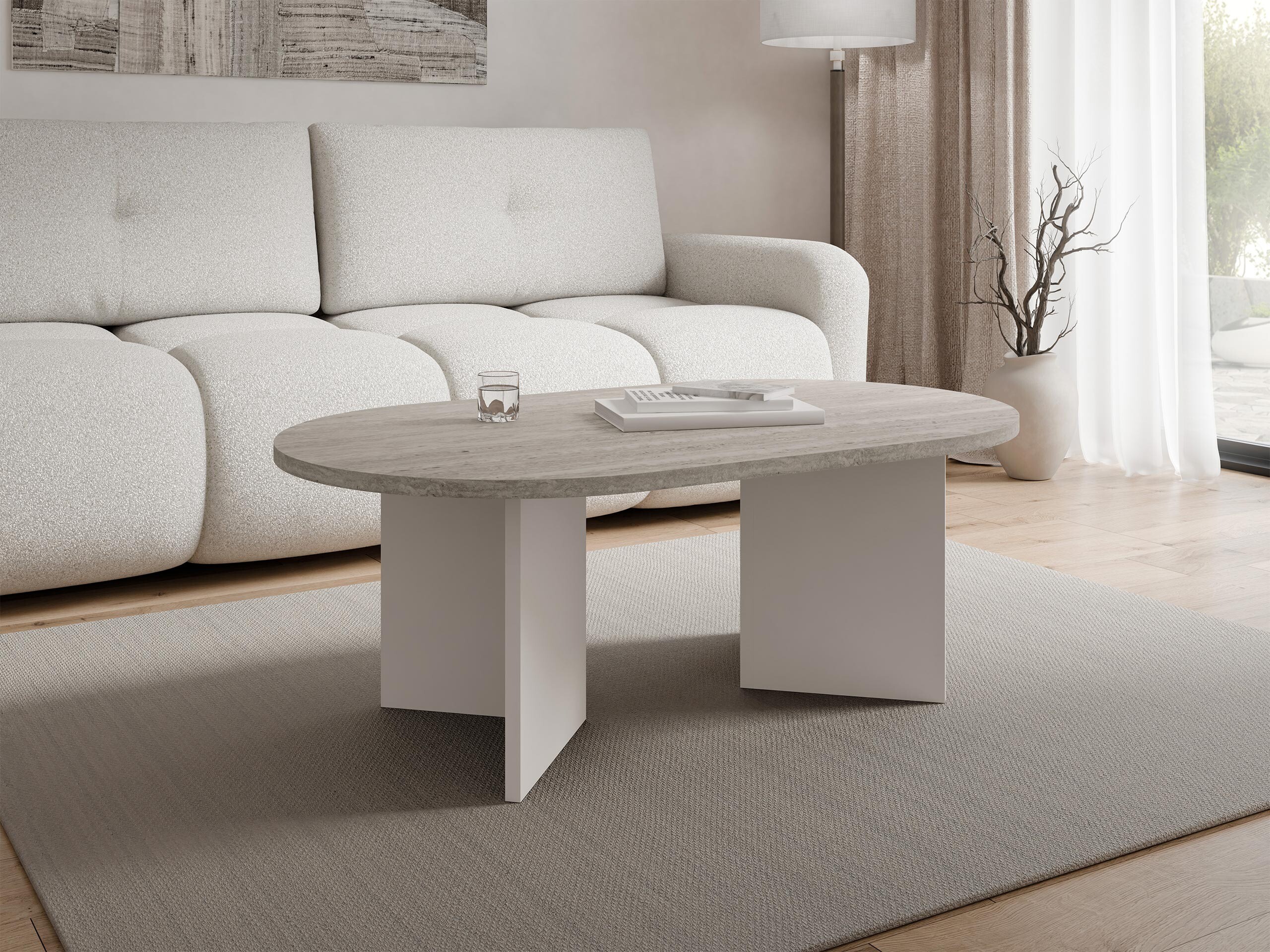Couchtisch Comfivo Fungus (Hell Travertine + Beige)