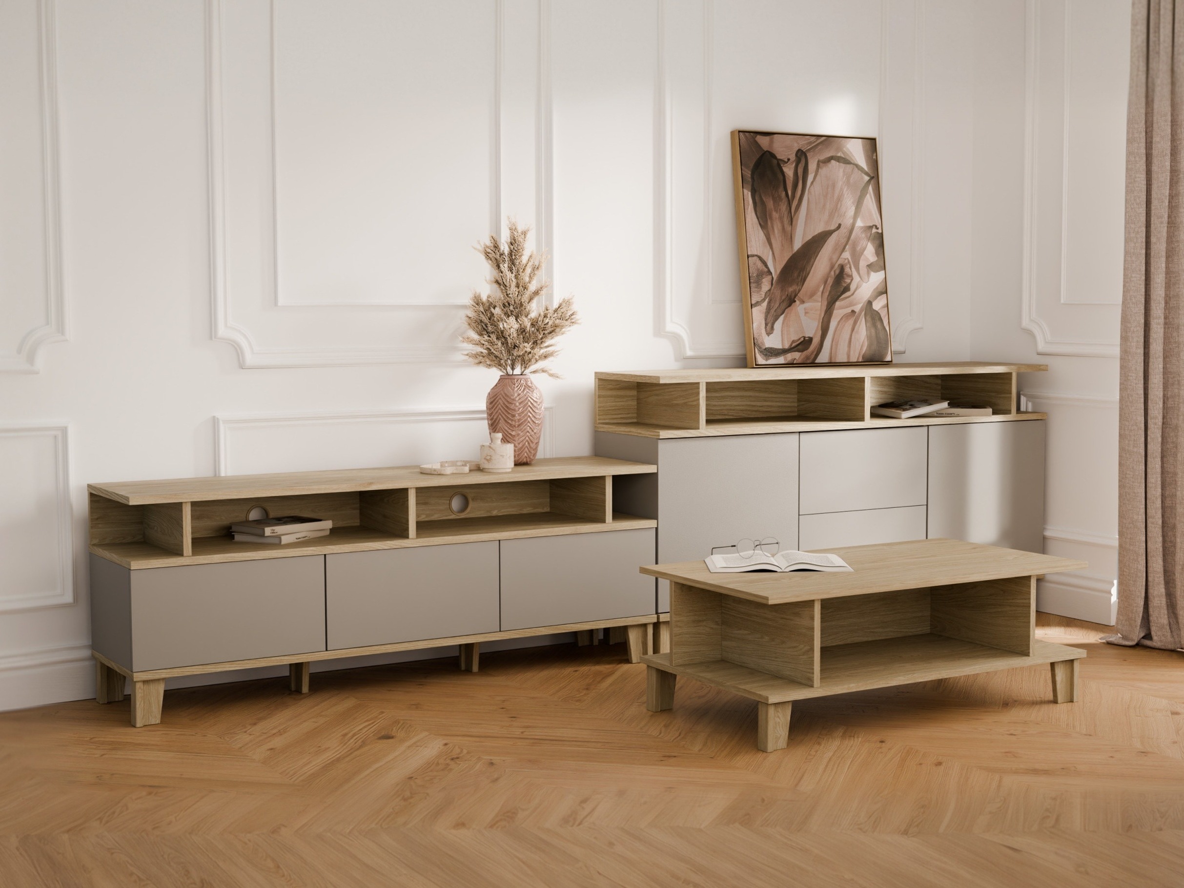 Wohnzimmer-Sets Evarveru 108 (Grau)