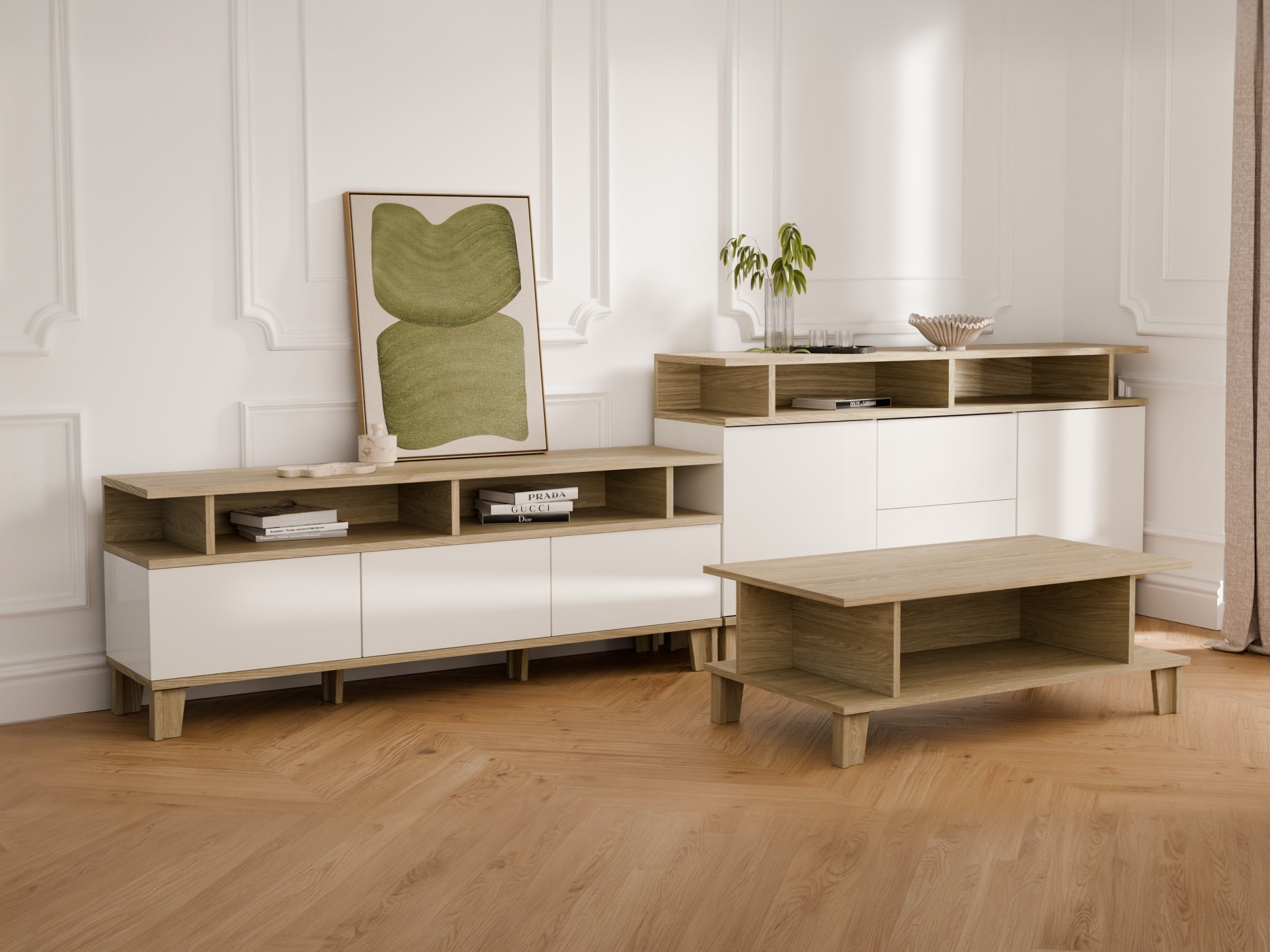 Wohnzimmer-Sets Evarveru 108 (Matt weiß)
