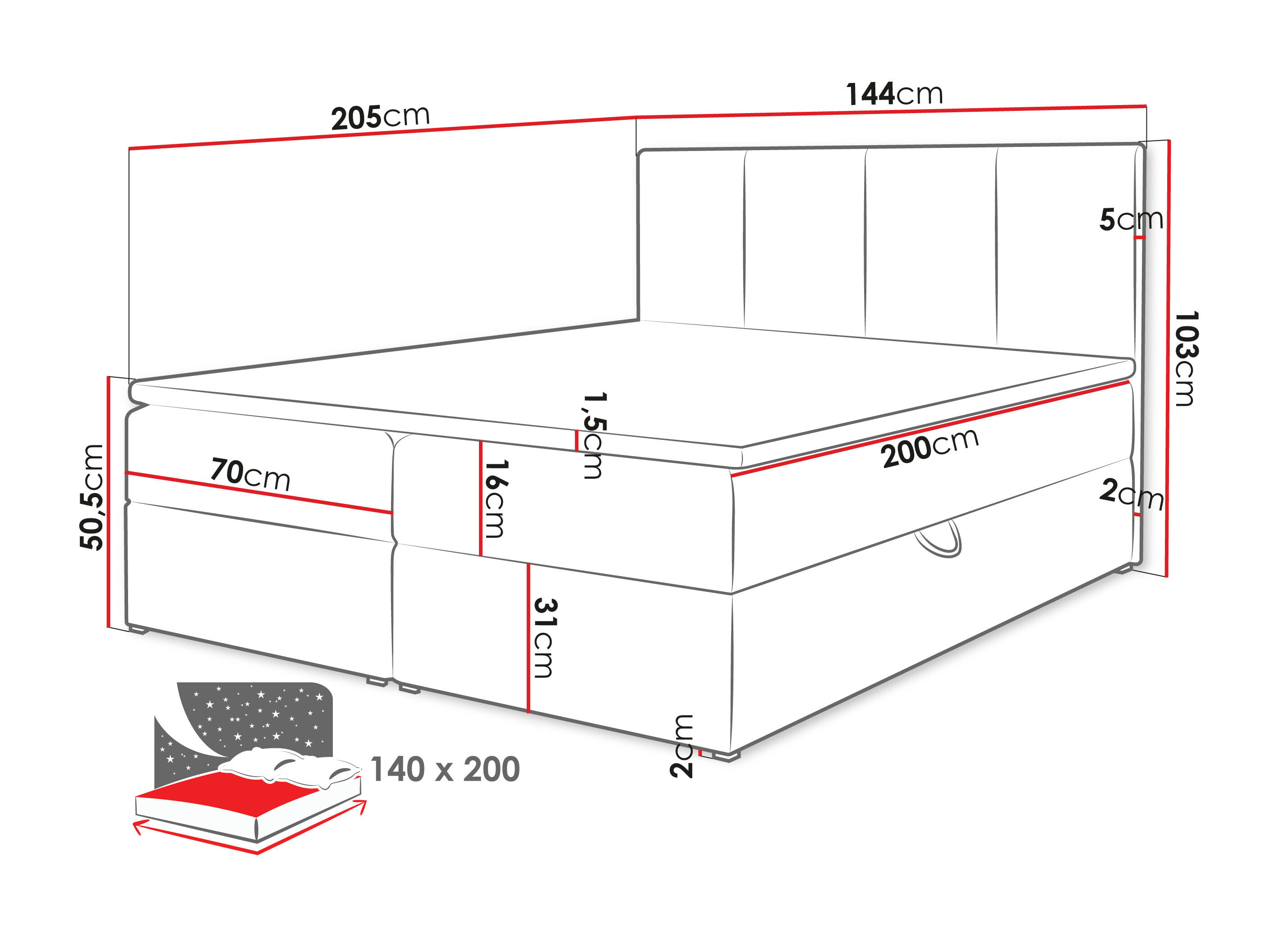 Boxspringbett Oppidum (Polo 894)