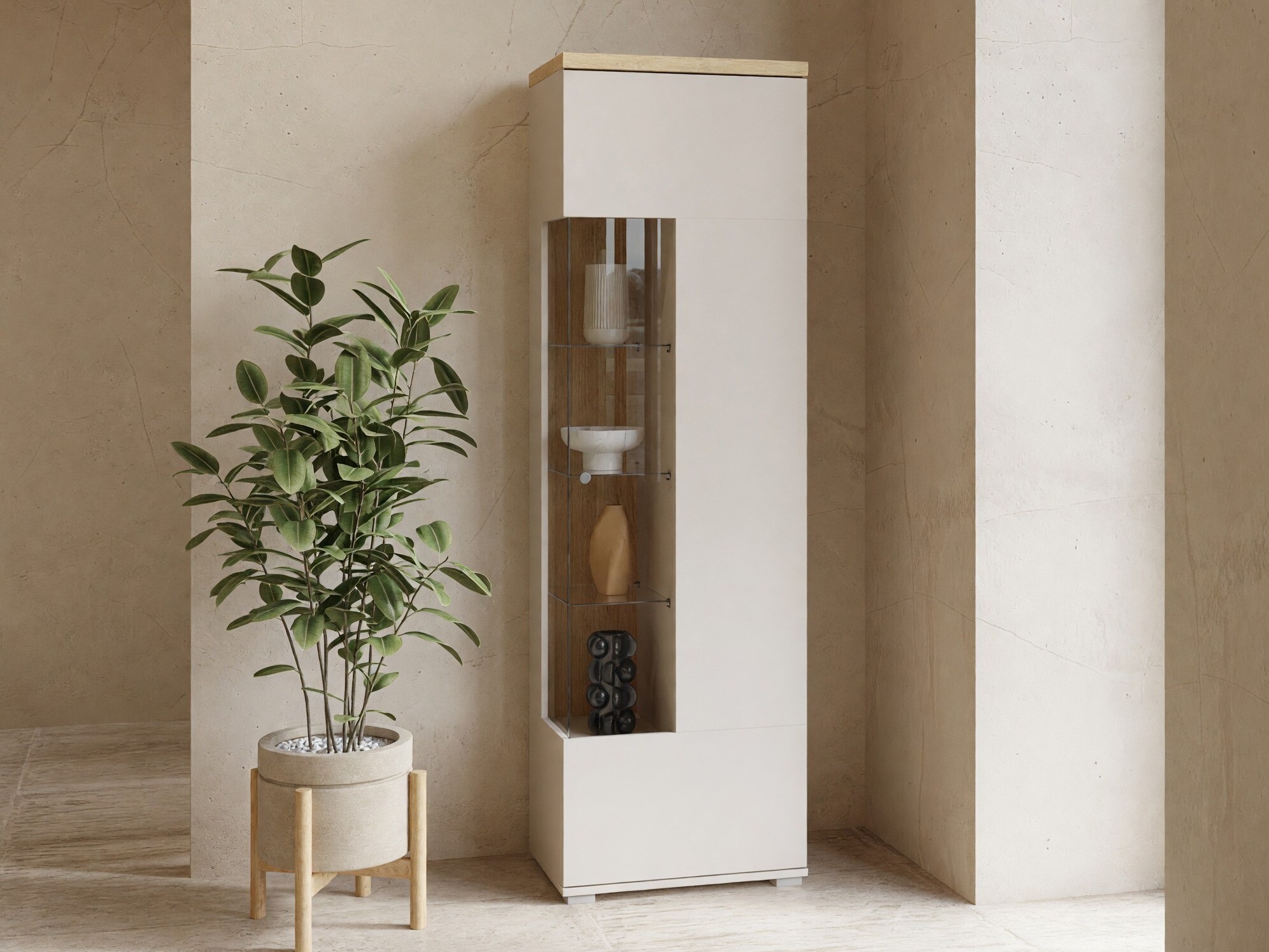Regal Virvele 102 (Kaschmir + Eichenholzoptik hell)