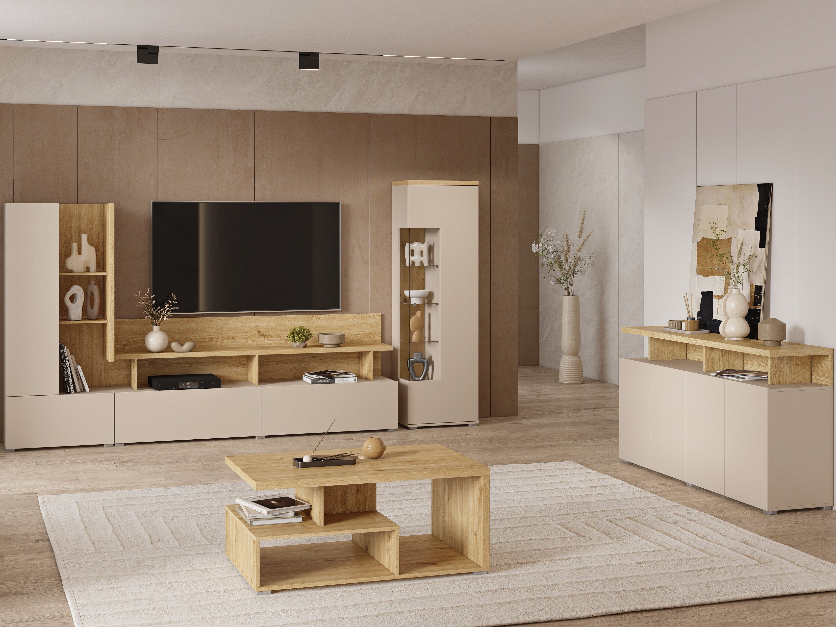 Regal Virvele 102 (Kaschmir + Eichenholzoptik hell)