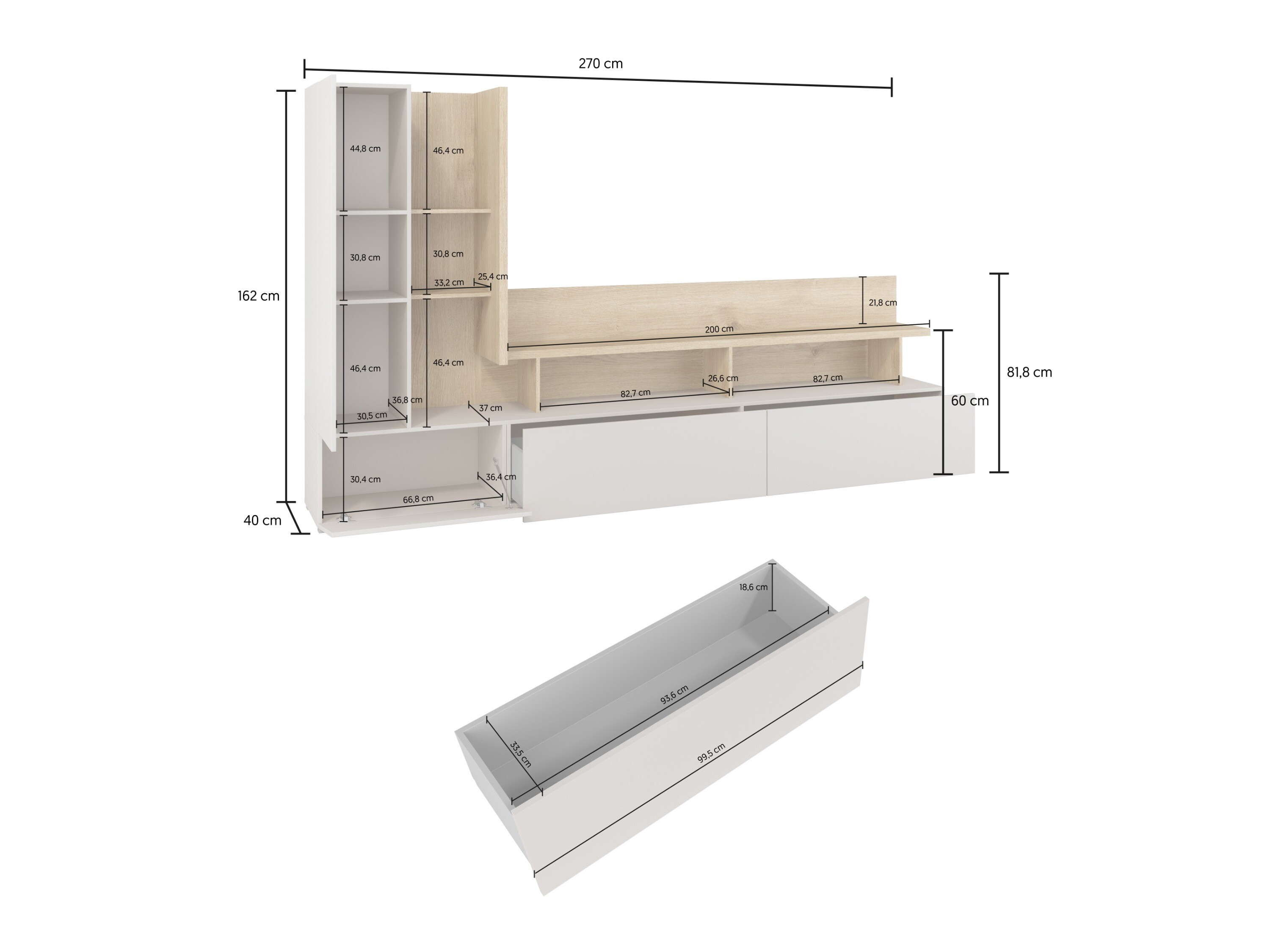 Wohnzimmer-Sets Virvele 101 (Kaschmir + Eichenholzoptik hell)