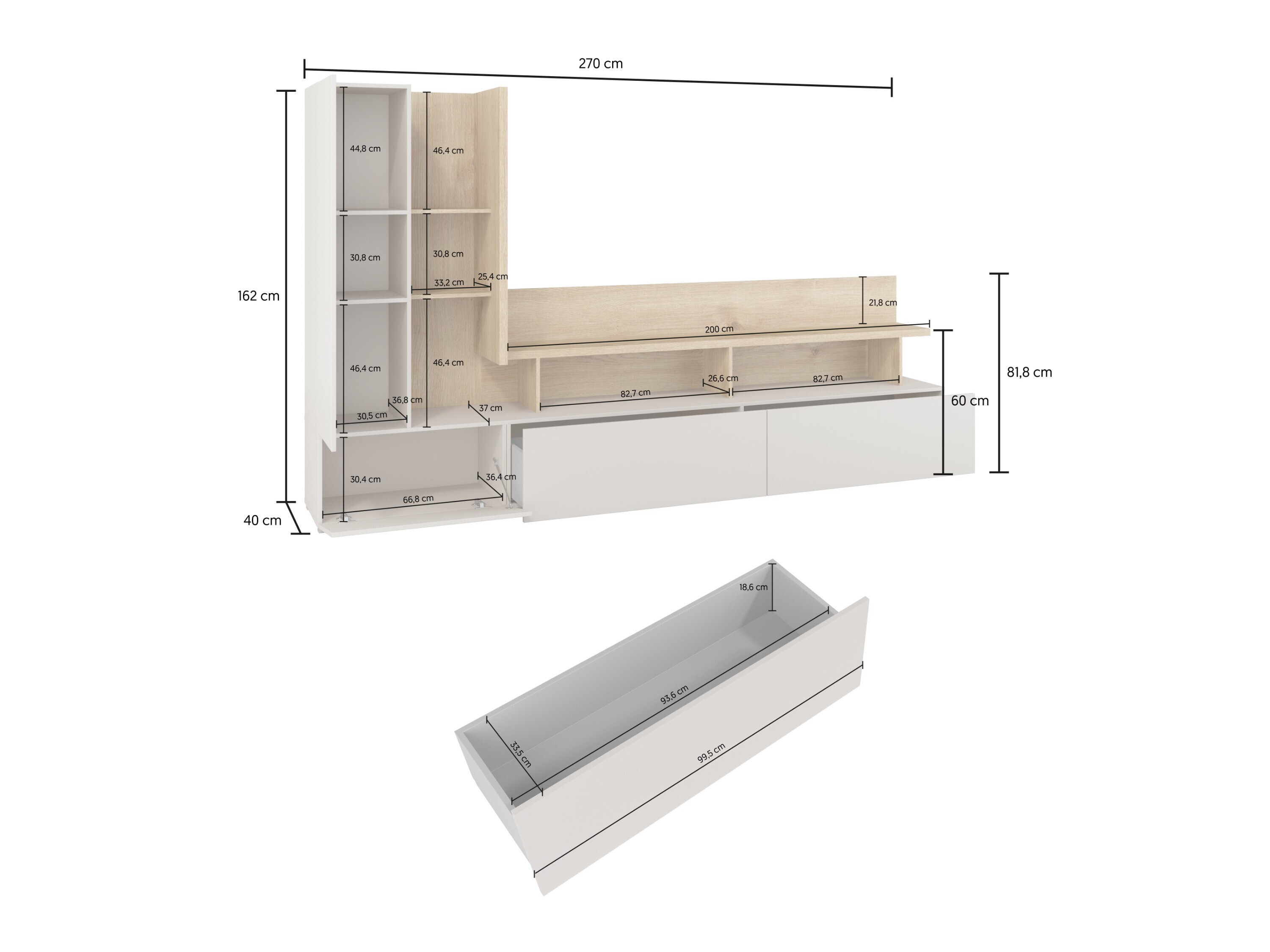 Wohnzimmer-Sets Virvele 103 (Kaschmir + Eichenholzoptik hell)